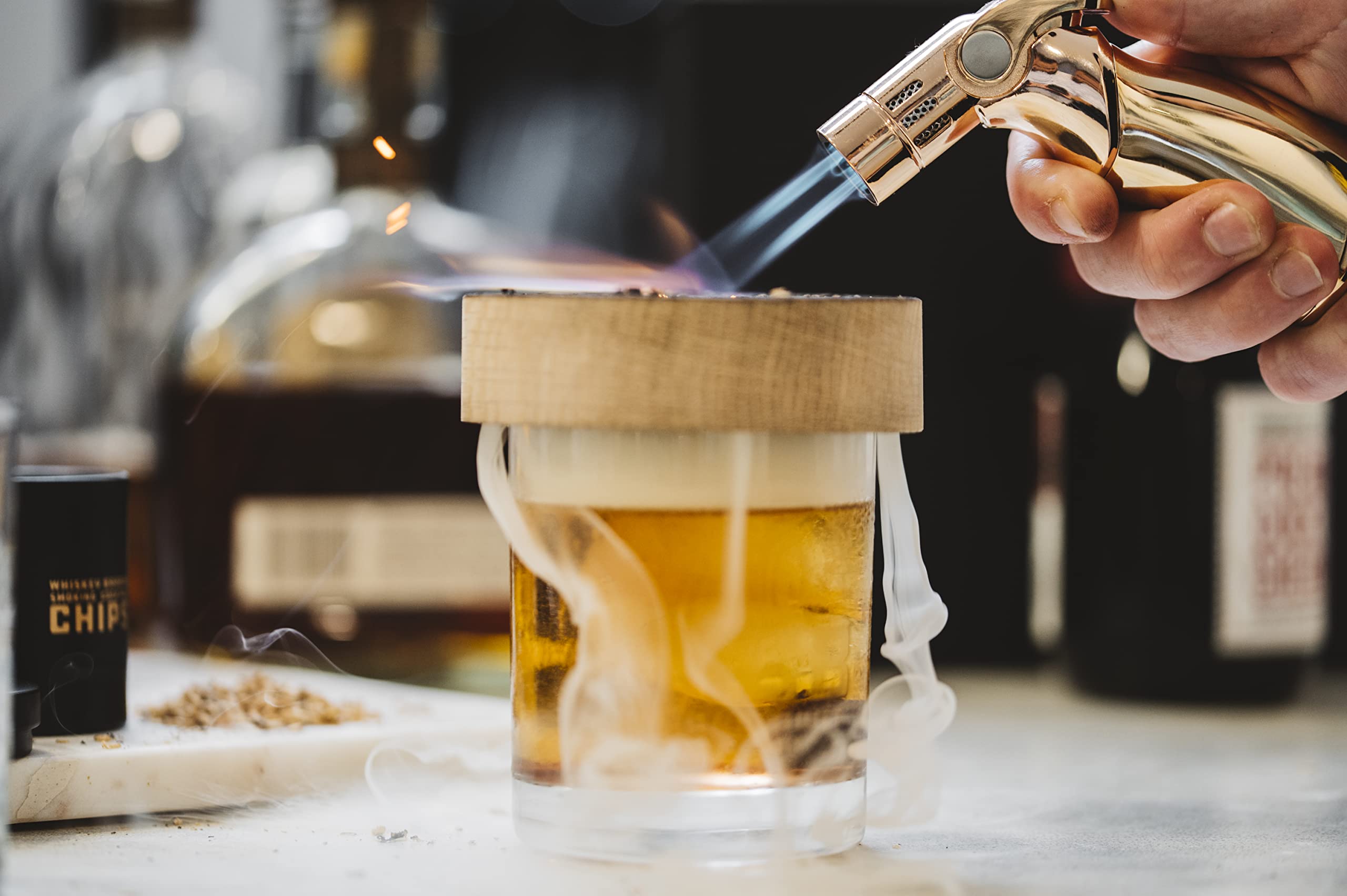 Premium Cocktail Smoker Kit with Torch & 6 Flavor Wood Chips (Vanilla, Apple Cinnamon, Lemon, Orange, Cherry, Banana Cream) - Infusion Series Smoking Set for Home Bars, Parties & Mixology Enthusiasts