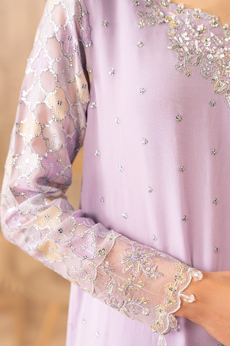 Lilac Luster 4-Piece Embroidered Chiffon Suit Set for Women - Elegant Party Wear & Special Occasion Outfit