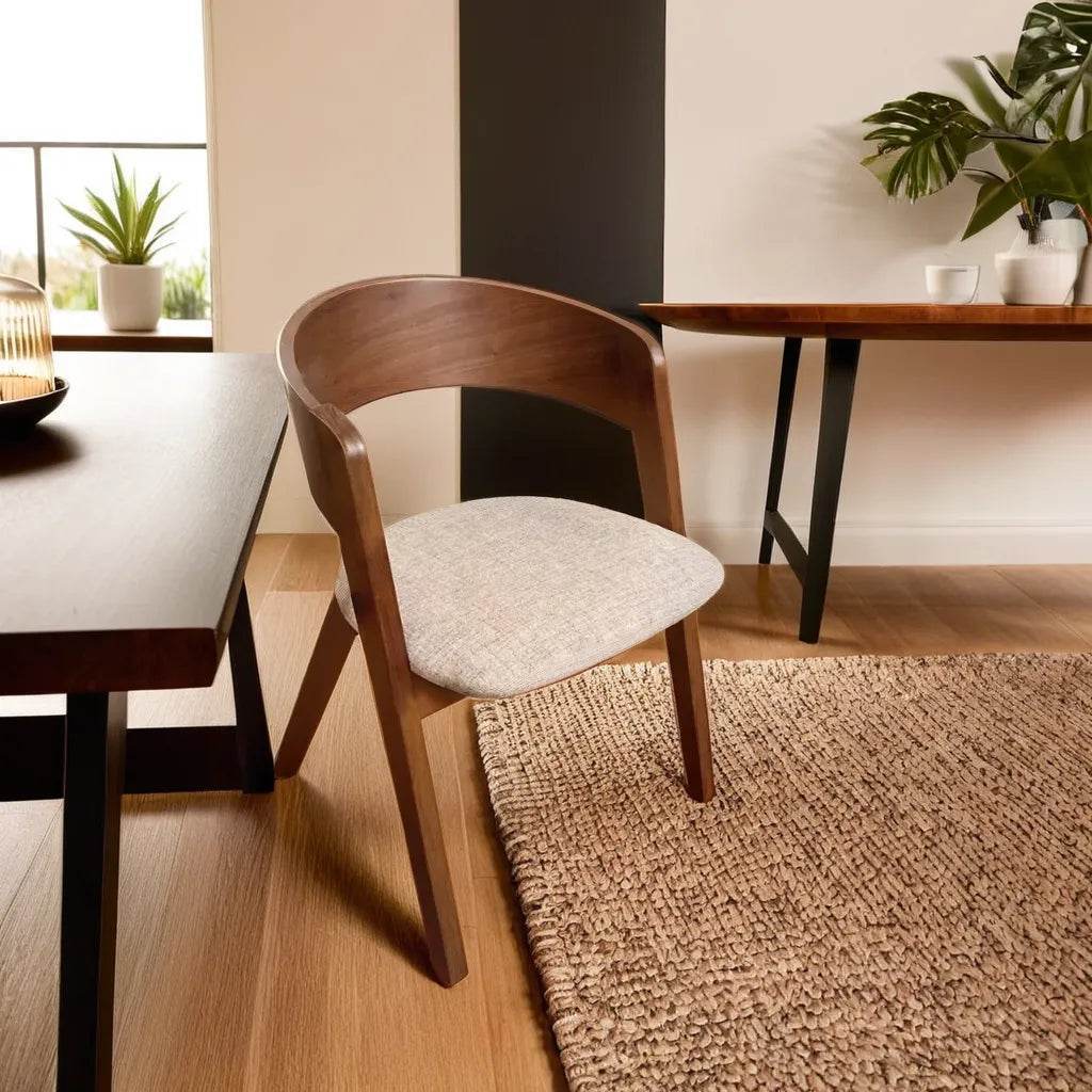 Elvira Solid Wood Dining Chair with Comfortable Fabric Cushion - Modern Farmhouse Style for Kitchen, Dining Room, and Breakfast Nook