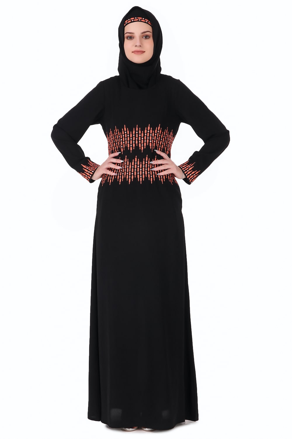 Elegant Graphic Stripe Embroidered A-Line Abaya Dress for Women - Perfect for Ramadan, Eid, Prayer & Special Occasions