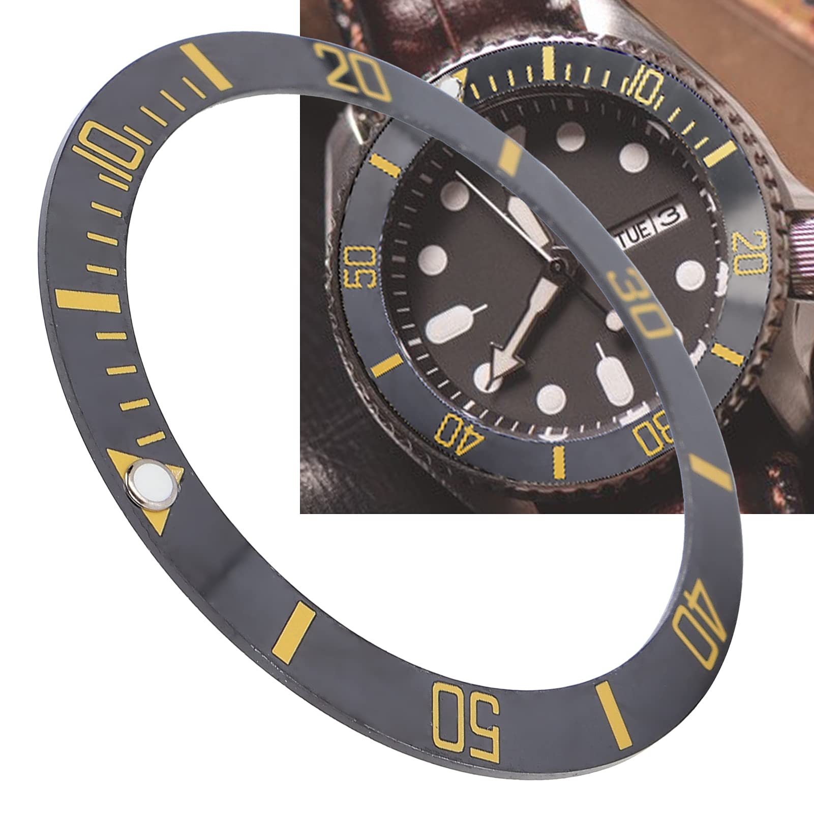 Ceramic Watch Bezel Insert Ring Replacement for Professional Watches - Black & Gold | Upgrade Your Diving, Sports & Luxury Watch Accessories