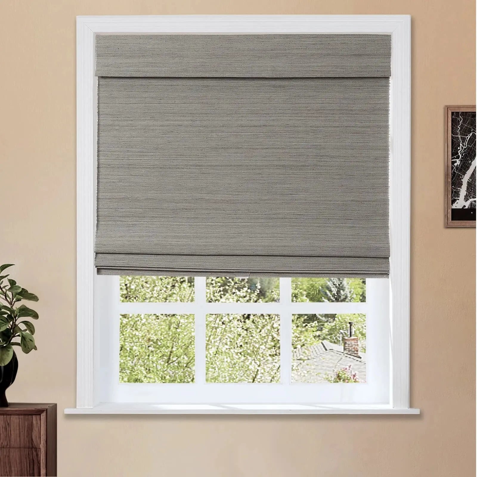 Natural Ramie Bamboo Woven Window Shade - Breathable & Eco-Friendly Sun Shade for Patio, Living Room & Bedroom - Perfect for Privacy & Sun Protection
