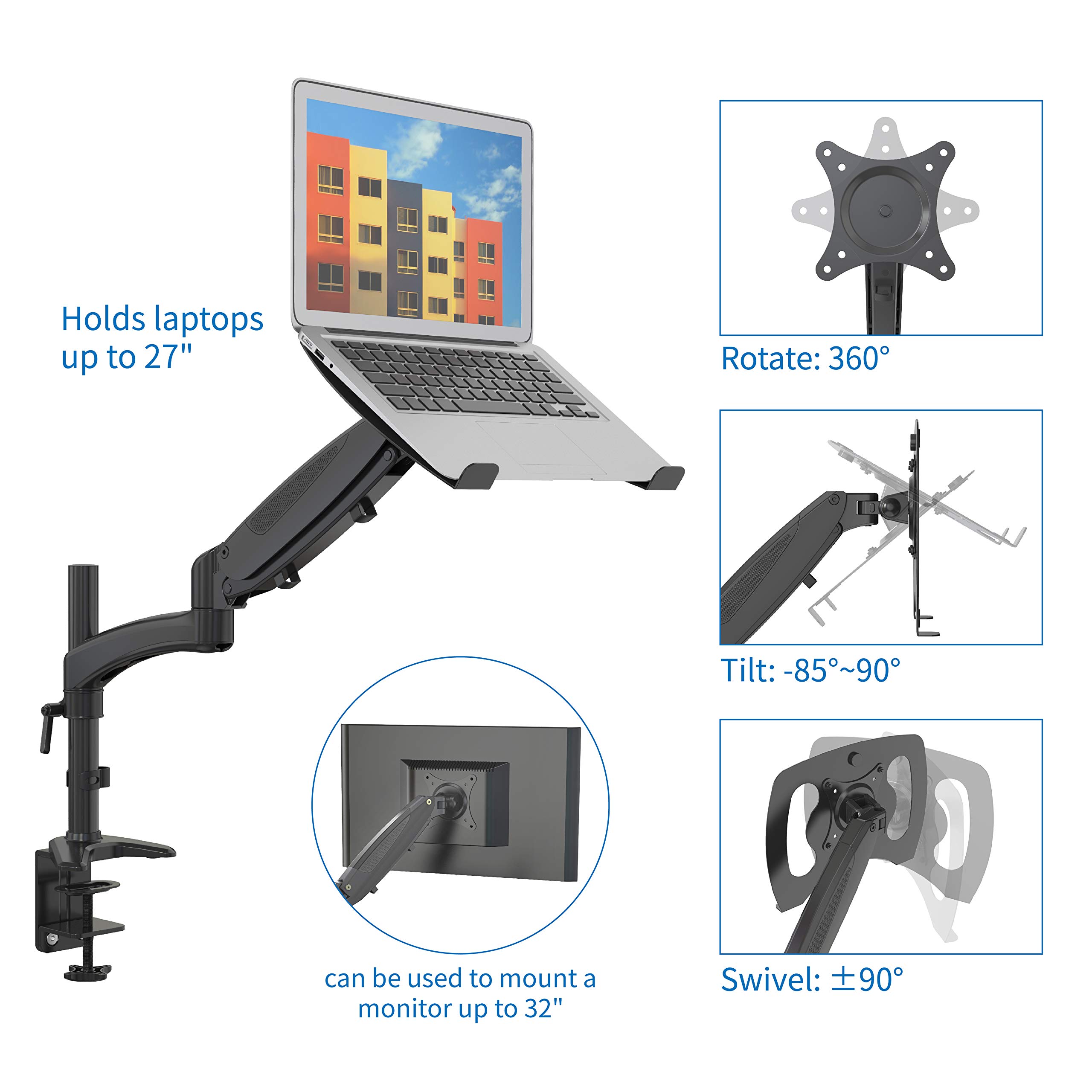 Adjustable Gas Spring Laptop Stand for 17