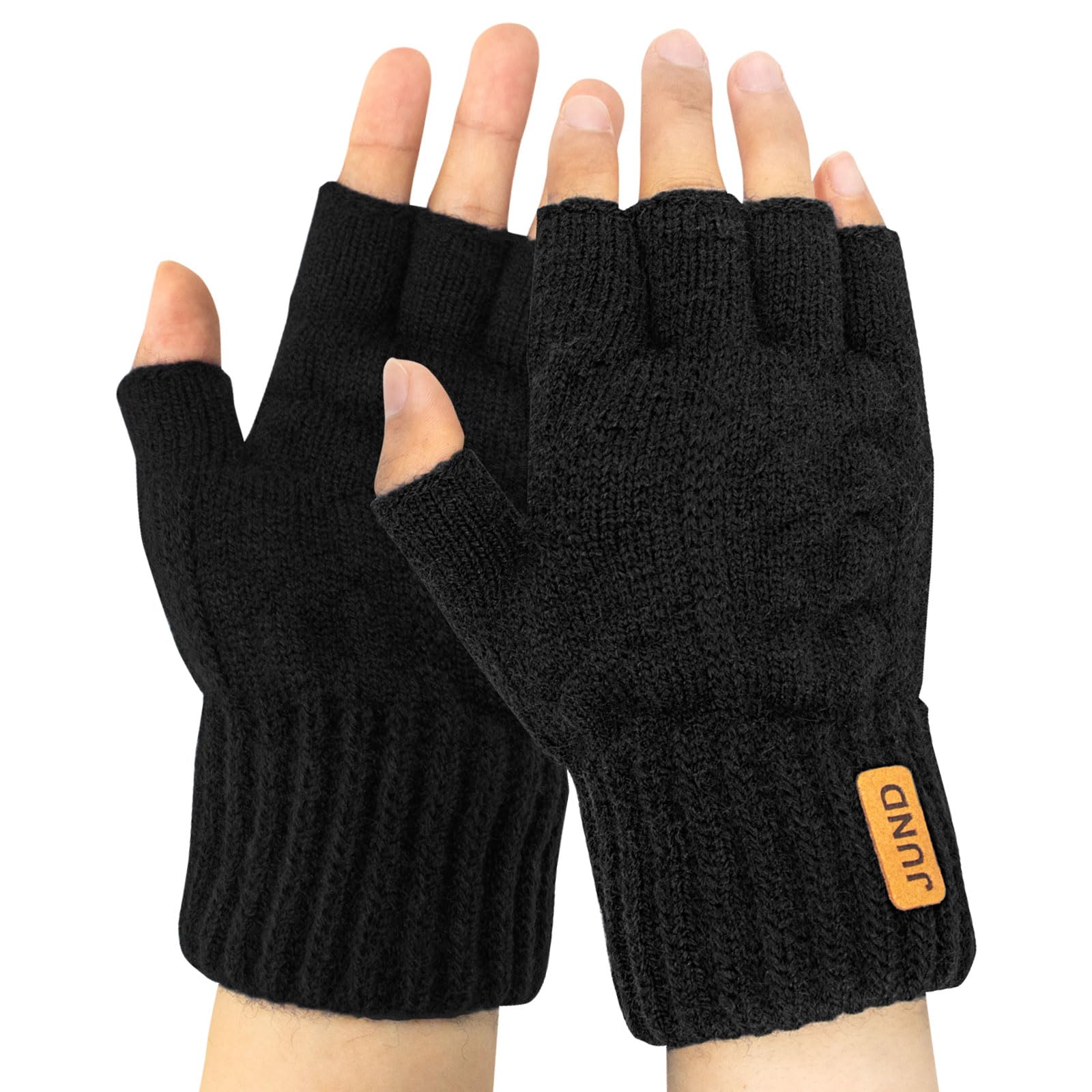Zolunu Men's Winter Fingerless Gloves - Warm Thermal Half Finger Gloves with Thickened Elastic Windproof Fleece Lining for Driving, Running, Sports & Typing - Perfect for Outdoor Activities, Work & Cold Weather Commutes