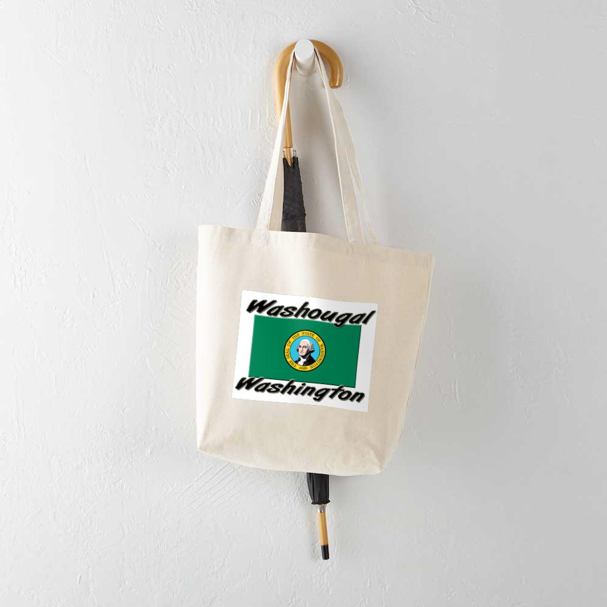 Washougal Washington Tote Bag - Natural Canvas Reusable Shopping Bag for Groceries, Beach & Everyday Use | Eco-Friendly & Durable