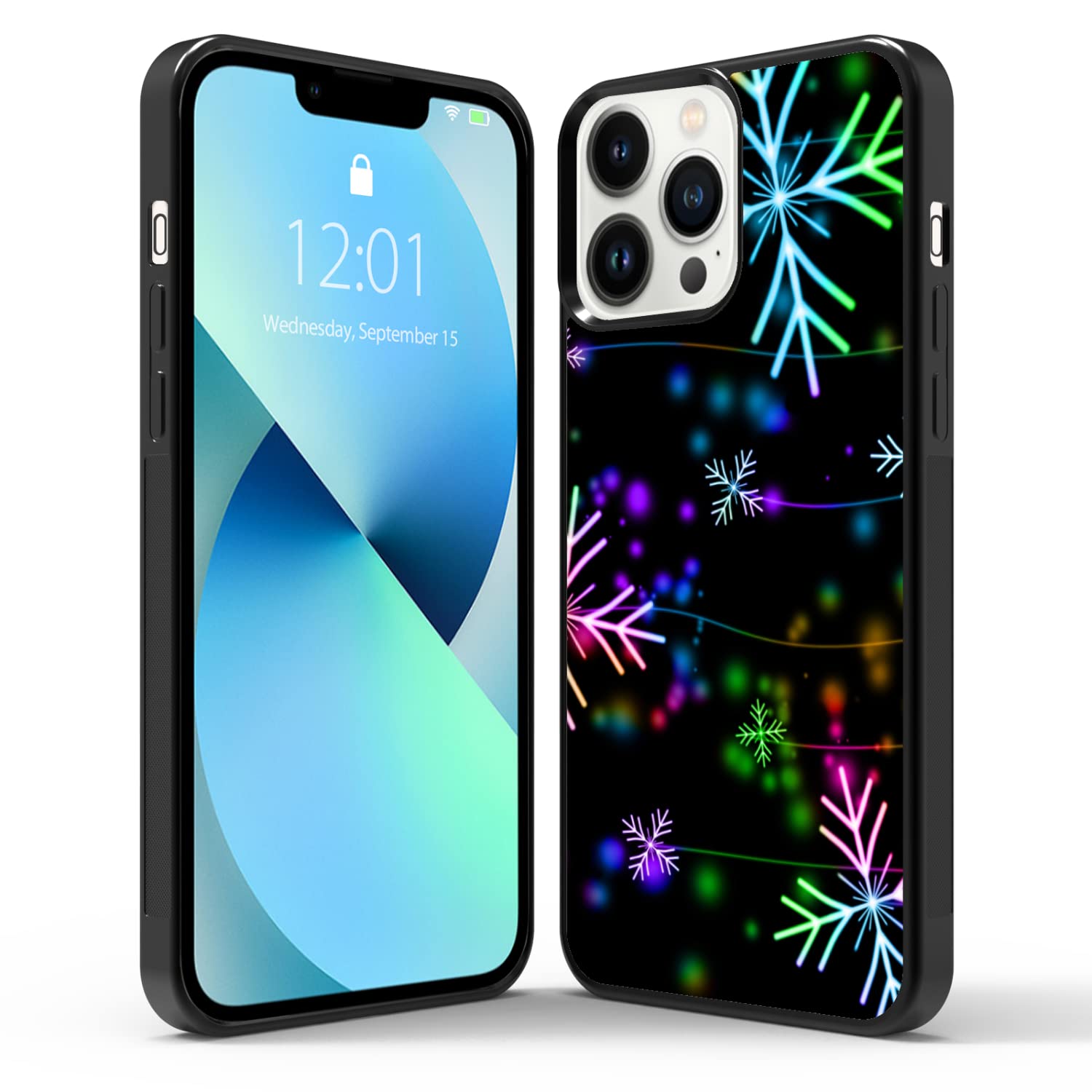 Festive Christmas Snow iPhone 13 Pro Max Case - Shockproof Protective Cute Holiday Design Phone Cover for Women, Men & Kids (6.7 Inch, Black) - Perfect Gift for Christmas & Winter Celebrations