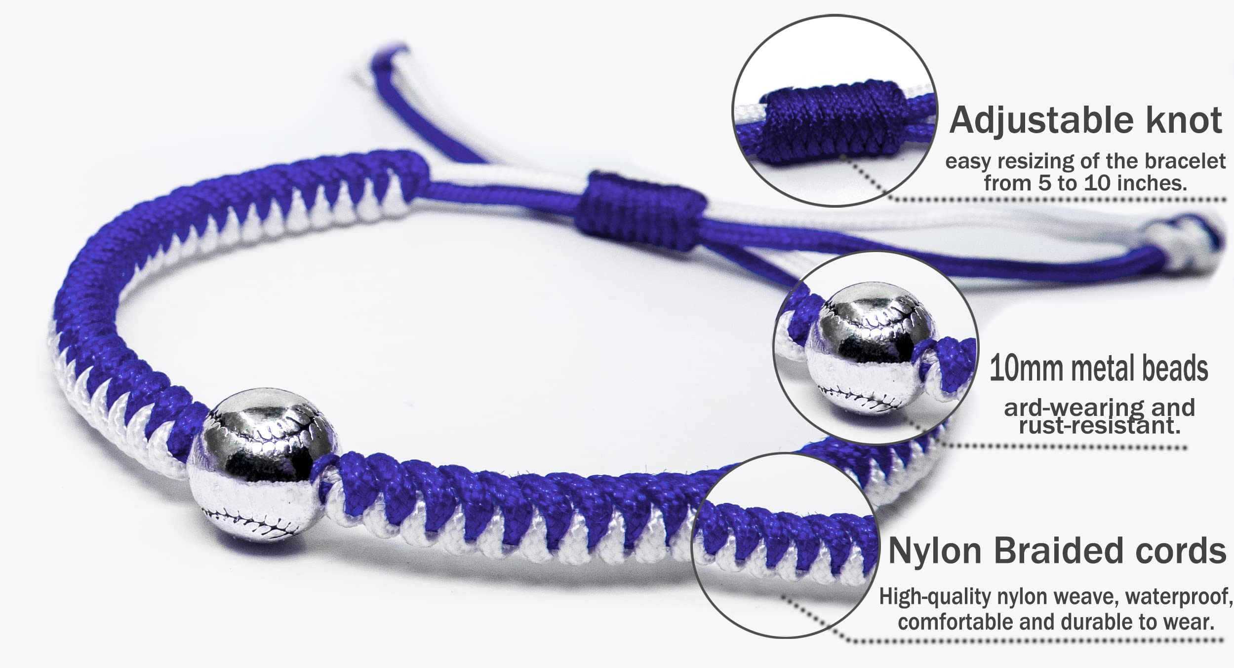 Handmade Adjustable Baseball Bracelets for Boys & Girls - Inspirational Sports Wristbands with Baseball Beads - Perfect Gift for Teens & Adults (Blue, 2PCS) - Ideal for Baseball Games, Team Spirit & Daily Wear