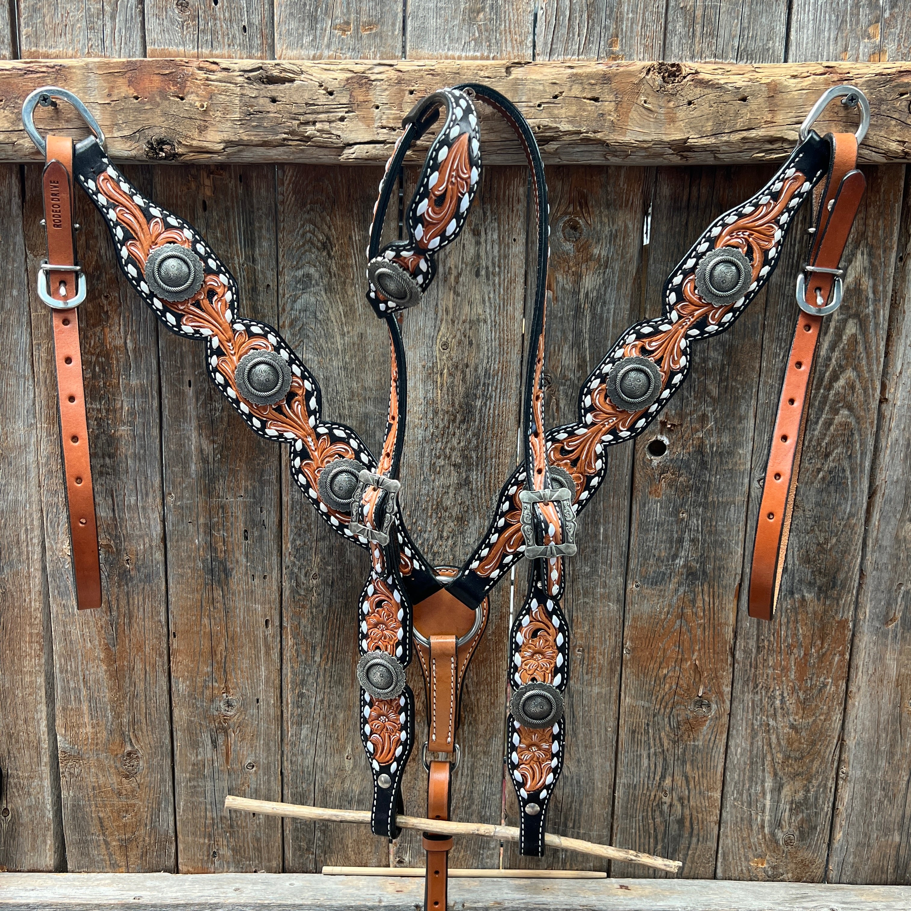 Vintage Silver Horse Browband and One Ear Tack Set #BBBC636 - Perfect for Equestrian Shows, Dressage, and Western Riding
