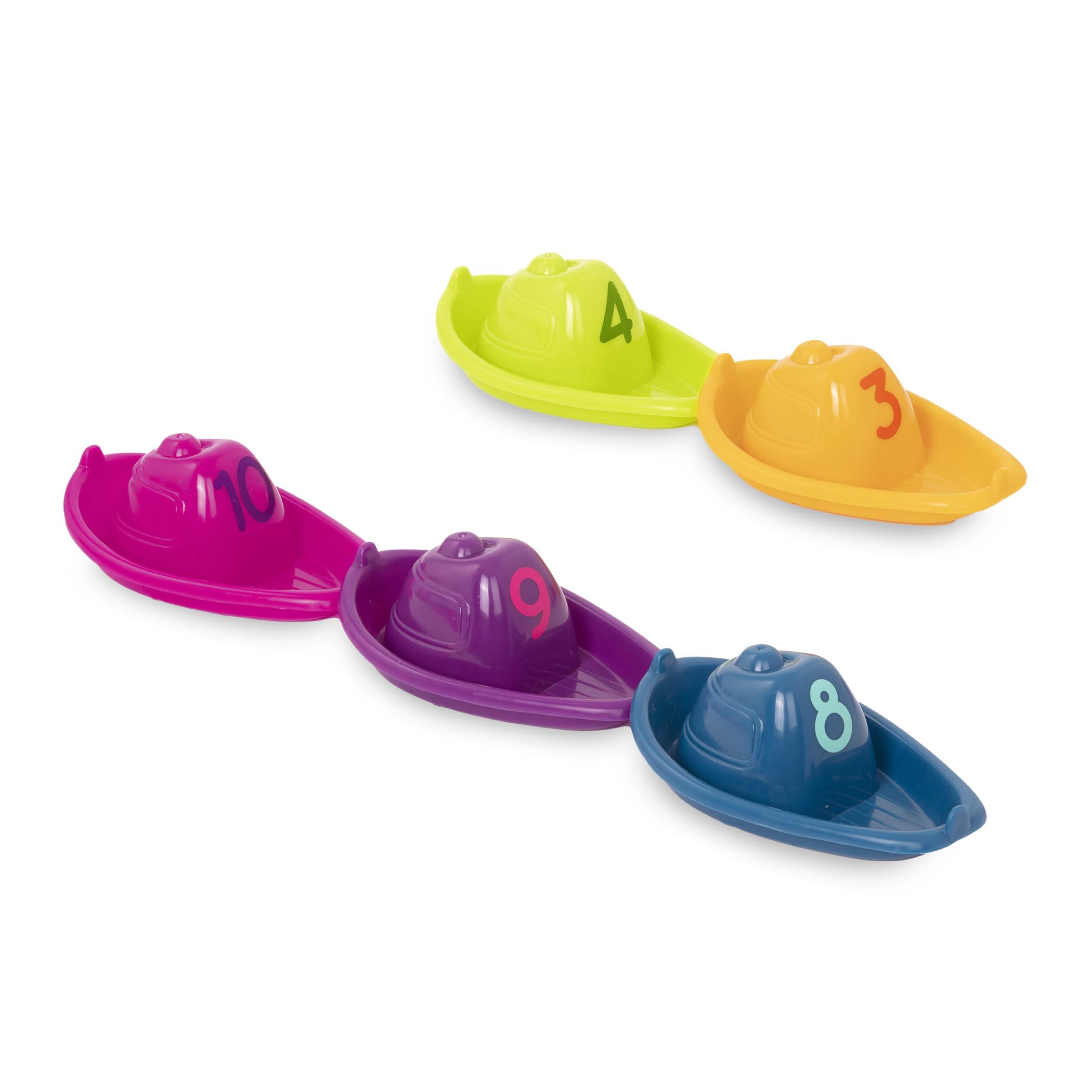 Battat 10-Piece Stackable Bath Boats Set - Numbered Floating Toy Boats for Bathtime, Pool & Beach - Educational Bath Toys for Babies 6+ Months - Perfect for Sensory Play & Early Learning