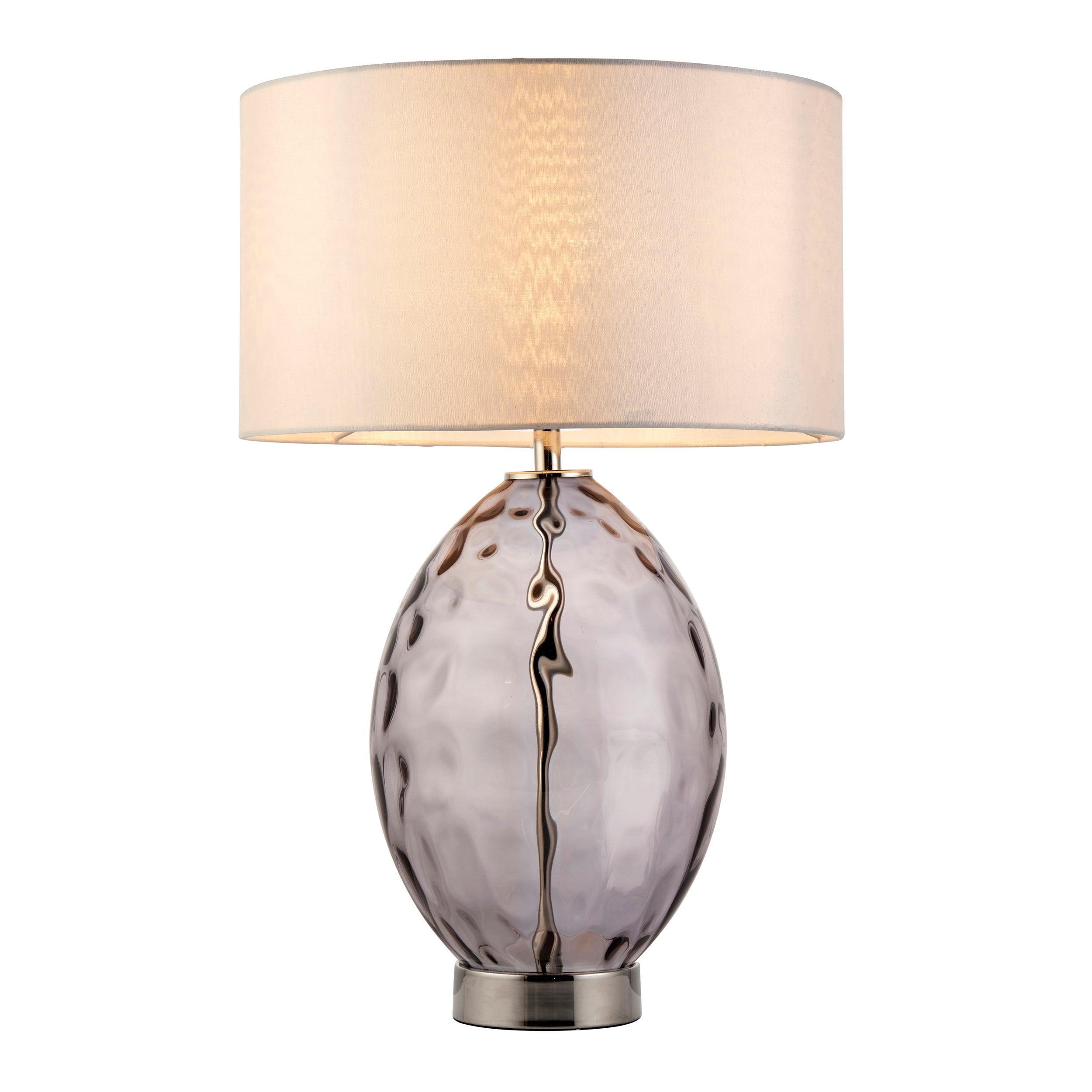 Vintage White Shade Porter Grey Glass Touch Table Lamp - Elegant Bedside & Living Room Lighting for Home Decor