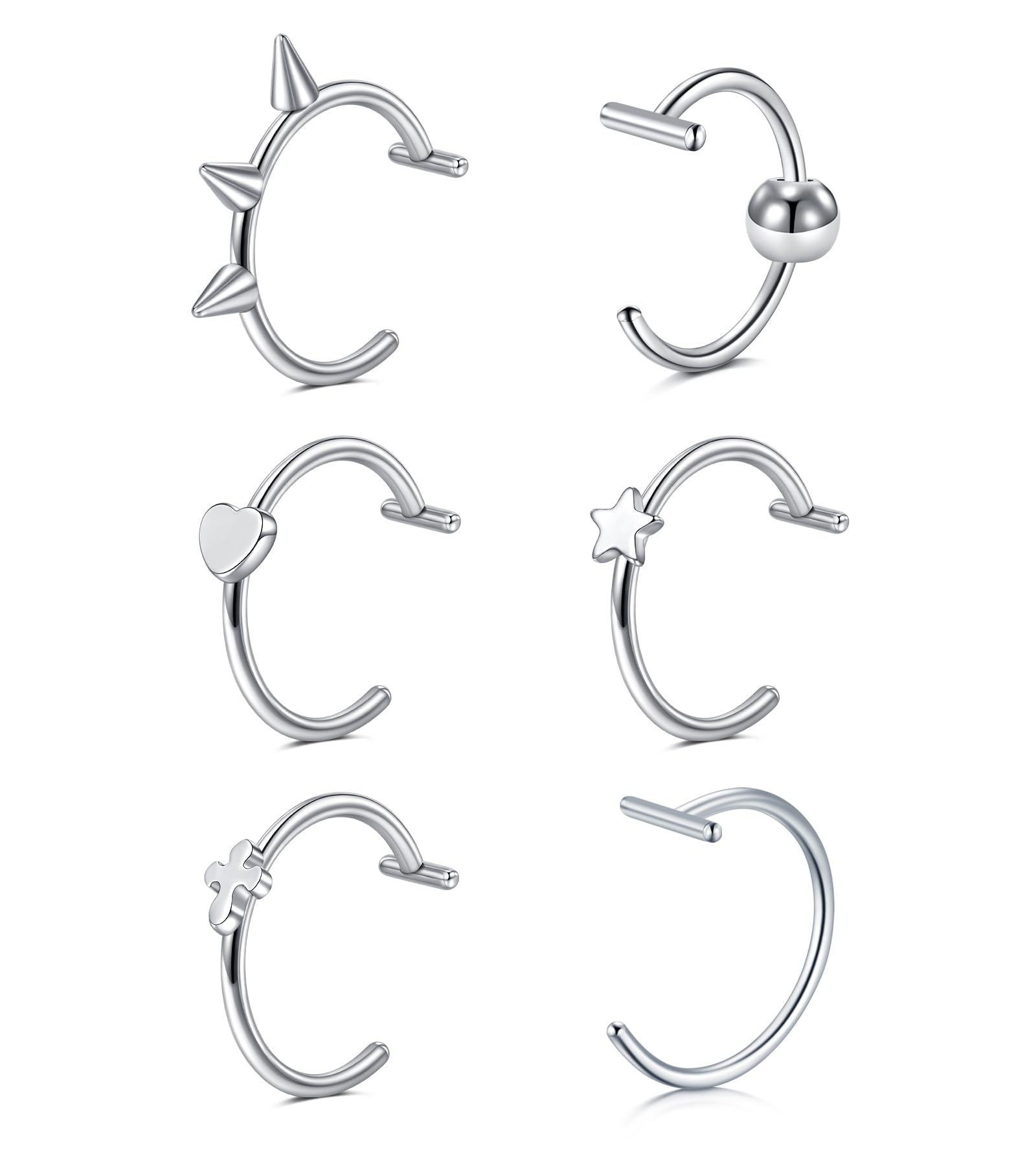 QWALIT Fake Lip & Nose Piercing Rings - Clip-On Snake Bites Lip Ring, Nose Ring & Ear Cuff Jewelry Set | Perfect for Costumes, Halloween & Alternative Fashion