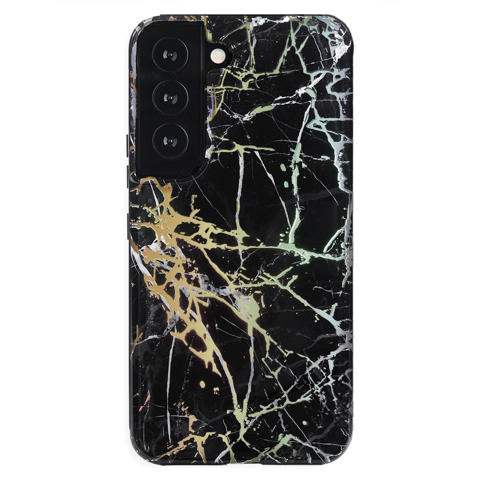 Holo Black Marble Samsung Galaxy Phone Case - Protective Slim Fit Cover for Galaxy S21/S22/S23 - Stylish & Durable for Everyday Use