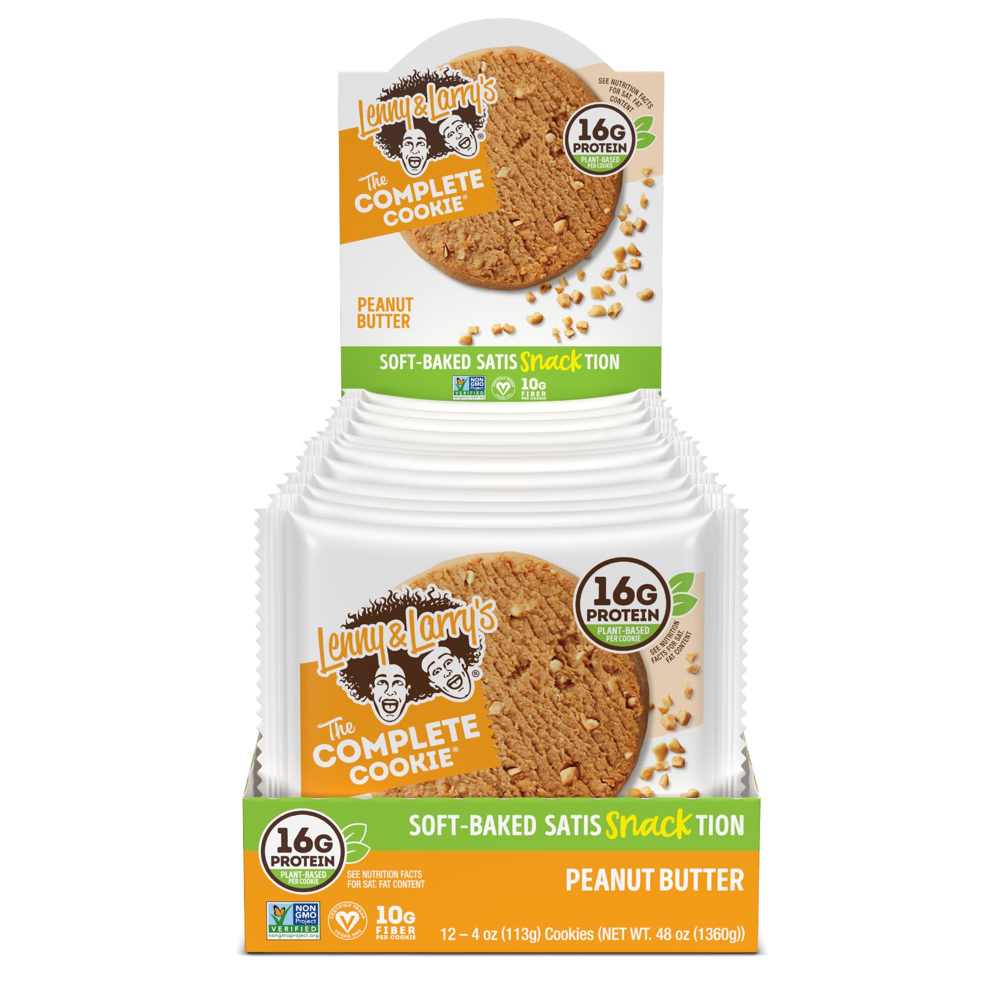 Lenny & Larry's The Complete Cookie - Peanut Butter Flavor, Soft Baked, 16g Plant Protein, Vegan, Non-GMO, 4oz (Pack of 12) | Perfect for Gym Snacks, Vegan Diets & Healthy On-the-Go Breakfast