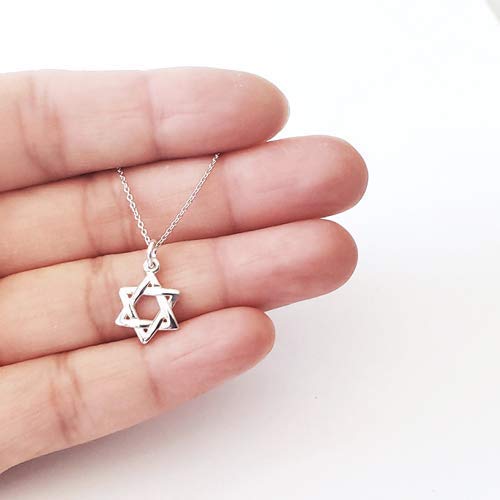 Sterling Silver Tiny Star of David Pendant Necklace - 18