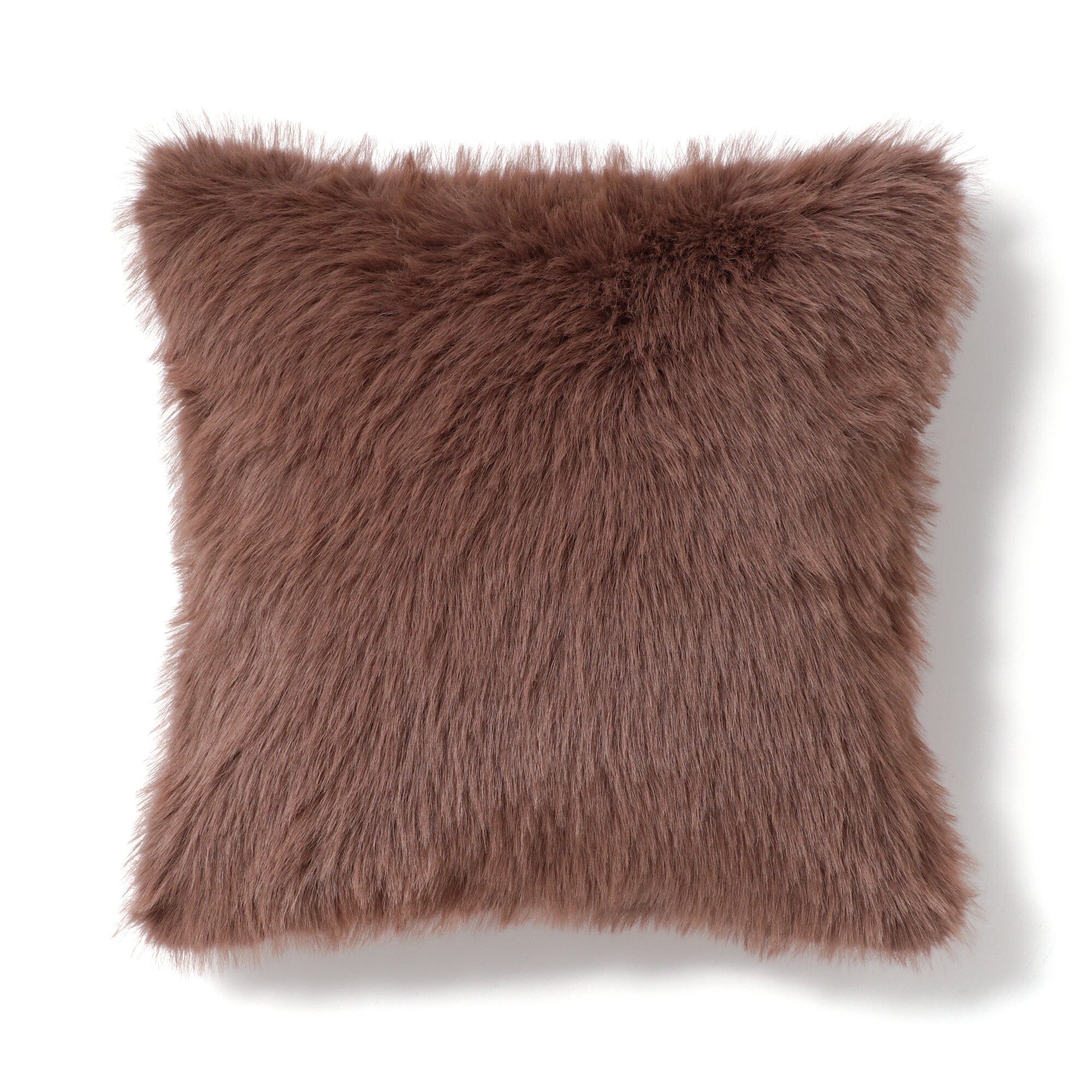 Premium 450x450 Brown Faux Fur Cushion Cover - Soft & Luxurious Throw Pillow Case for Sofa, Bed, Chair Decor - Cozy Home & Office Accessory