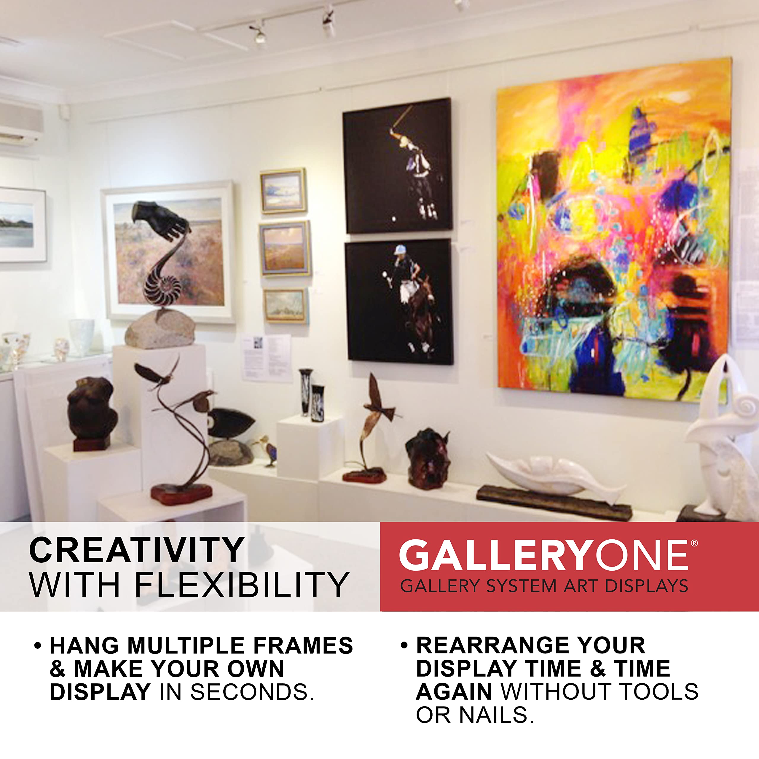 Clearline Picture Hanging System Set - Heavy-Duty No-Nail Wall Tracks & Art Hanging Kit (Covers 22.5 ft) - Perfect for Home, Office & Gallery Displays - Easy DIY Wall Decor Solution