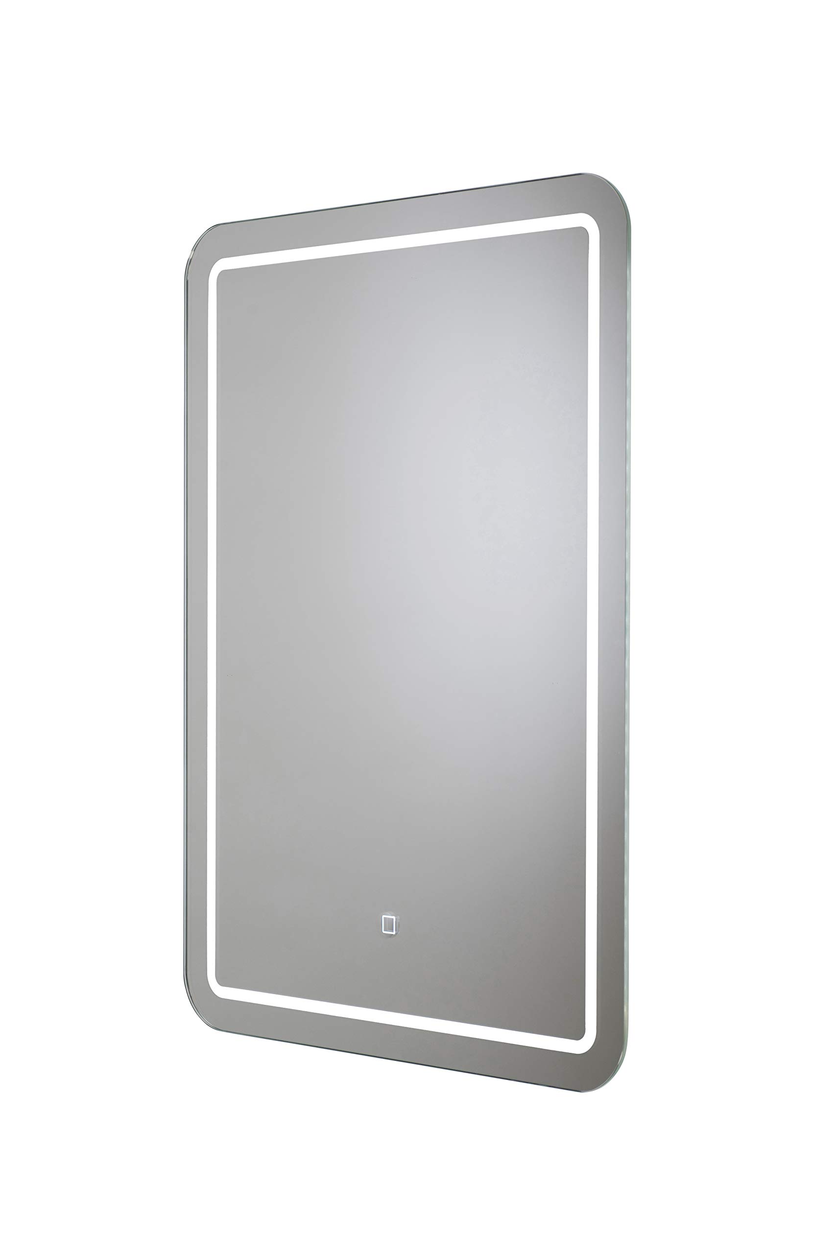 Croydex Chawston Hang 'N' Lock Illuminated Square Mirror - Modern Bathroom Vanity Mirror with LED Lights for Makeup & Shaving - Perfect for Home, Spa, and Salon Use