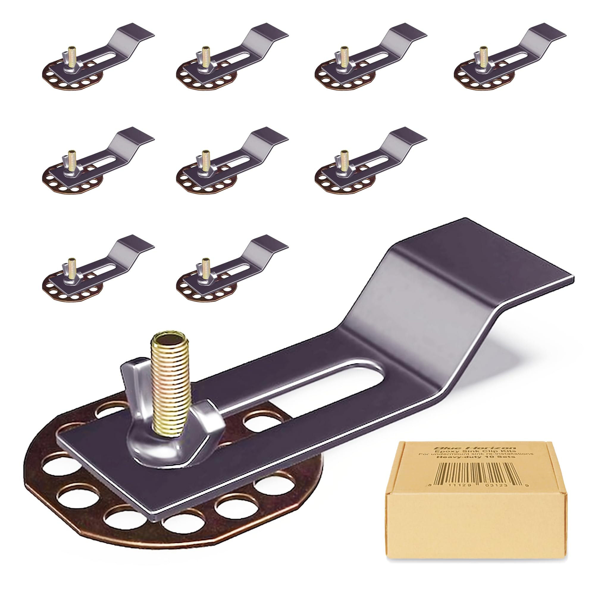 10-Pack Undermount Sink Clips & Brackets - Stainless Steel Sink Support Clamps for Kitchen & Bathroom Installation - Fits Marble, Granite, Ceramic Vanity Countertops - Durable Repair Kit for Secure Sink Mounting (Perfect for DIY Home Renovation & Professional Countertop Installation)