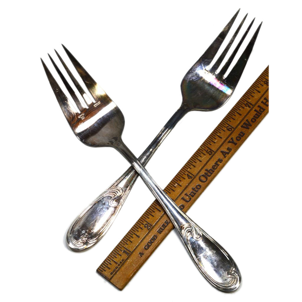 Vintage ERCUIS Silver Plated Flatware Set - 2 Piece Fish/Serving Forks with Wave Pattern - Perfect for Fine Dining, Buffets & Elegant Table Settings