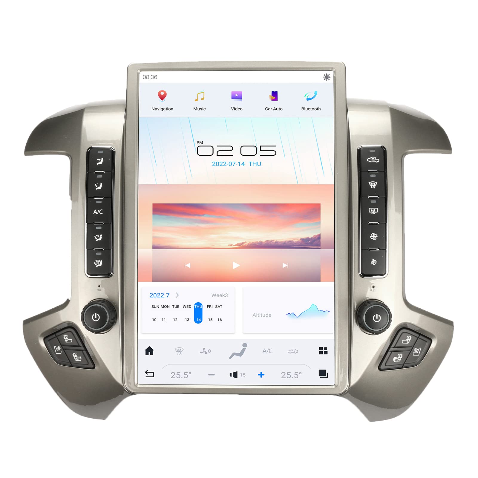 14.4 Inch Android 11 Car Stereo for Chevrolet Silverado & GMC Sierra 2014-2019 - 2K IPS Touchscreen, Qualcomm Chip, Android Auto, GPS Navigation, Bluetooth, Multimedia Player | Tesla Style Dash Upgrade | Perfect for Road Trips & Daily Commuting
