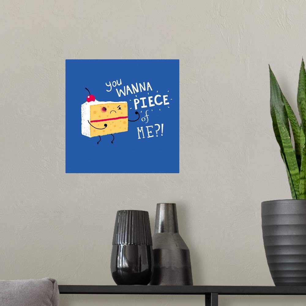Angry Cake Wall Decal - Creative Cake Art Sticker for Home & Kitchen Decor - Perfect for Birthday Parties, Bakeries, and Cake Shops