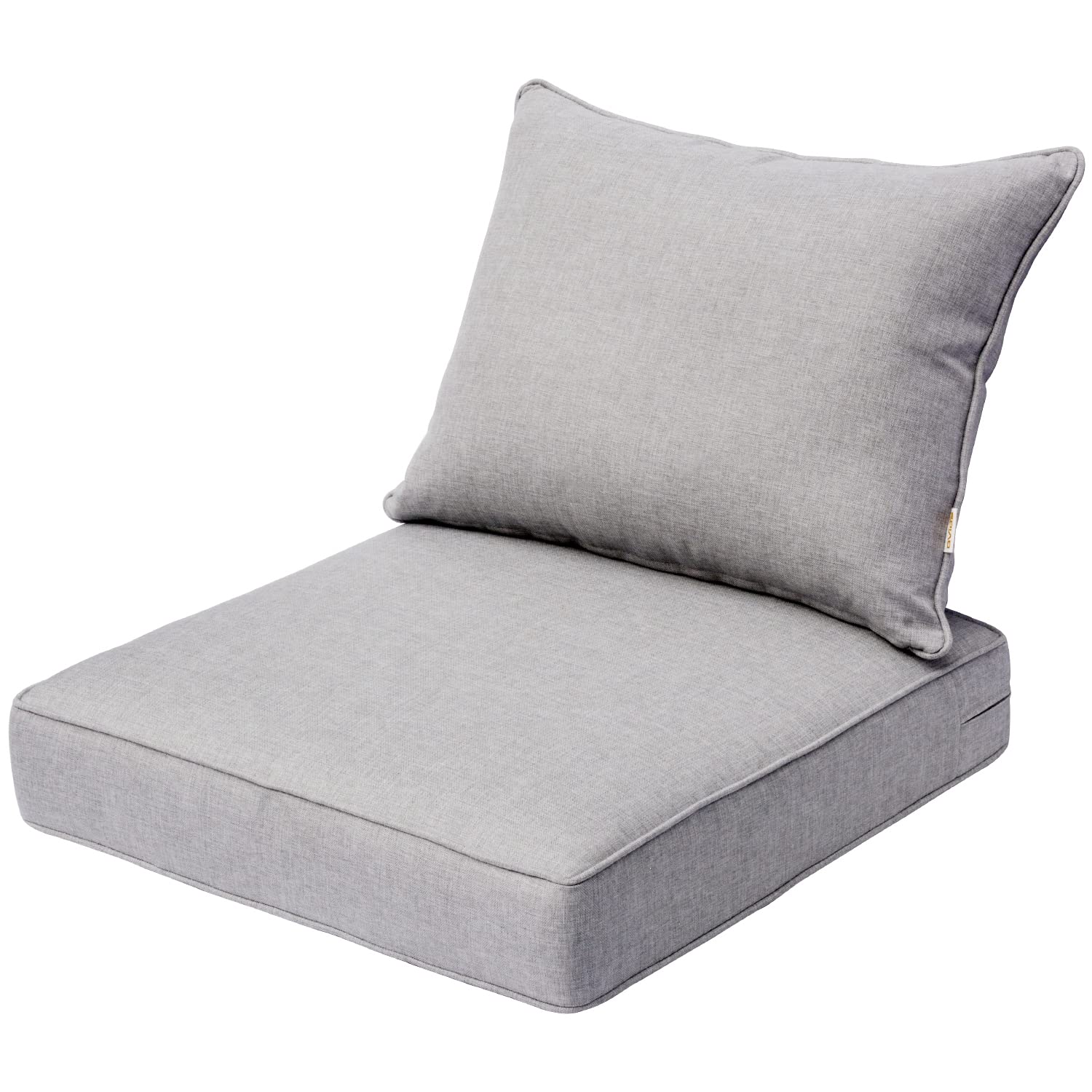HOOOWOOO 24x24x5 Inch Thick Outdoor Chair Cushions Set - Weather Resistant Olefin Fabric with Zipper - Light Gray Patio Seat Cushions for Loveseat, Sofa & Garden Furniture - Perfect for Backyard, Deck, Poolside & Outdoor Relaxation