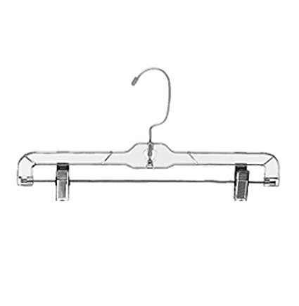 Clear Economy Plastic Skirt and Pant Hangers 14 Inches - Pack of 100 | Space-Saving Closet Organizer for Dresses, Trousers, and Uniforms