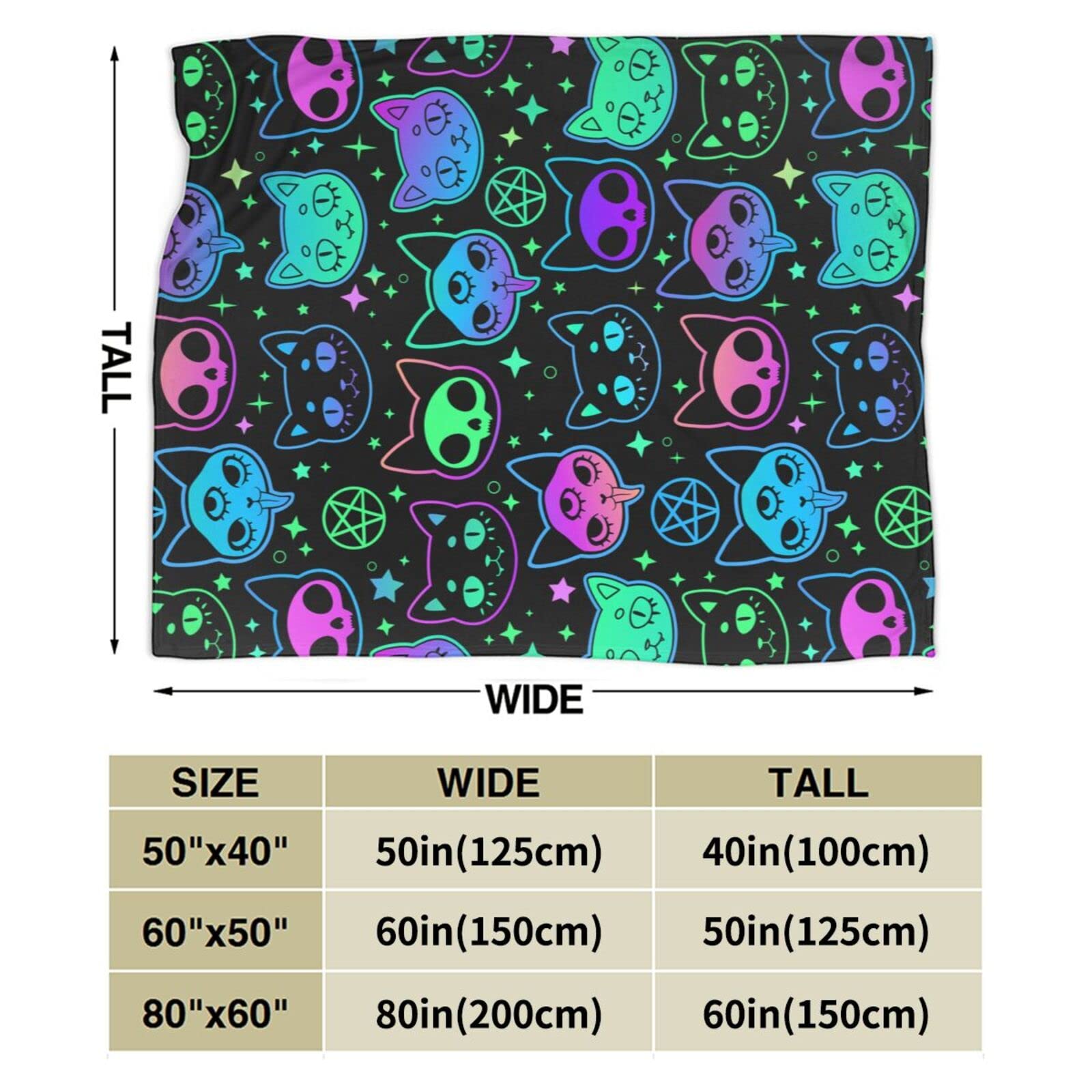 Cartoon Witchcraft Cat Fleece Blanket - Ultra Soft Flannel Throw for Couch, Sofa & Bed (50