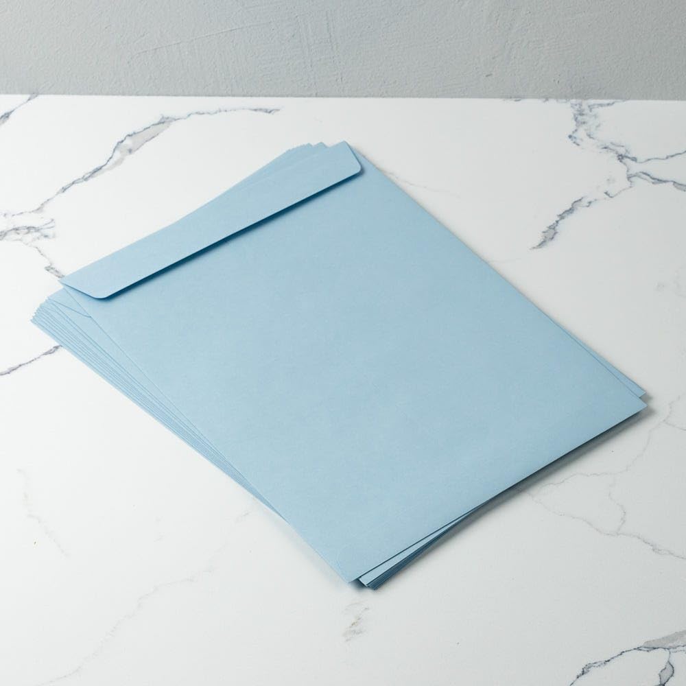 LUXPaper 10 x 13 Open End Envelopes - Self Seal, Baby Blue, 80lb Text Weight, Pack of 250 | Perfect for Wedding Invitations, Business Mailings & Greeting Cards