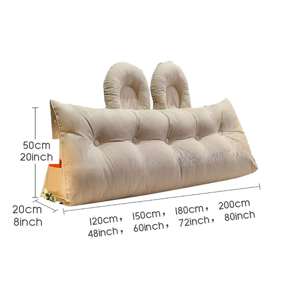 Velvet Triangle Backrest Wedge Pillow - Large Headboard Cushion for Bed & Sofa (180x50x20cm, Purple) - Perfect for Reading, Relaxing & Back Support in Bedrooms & Living Rooms