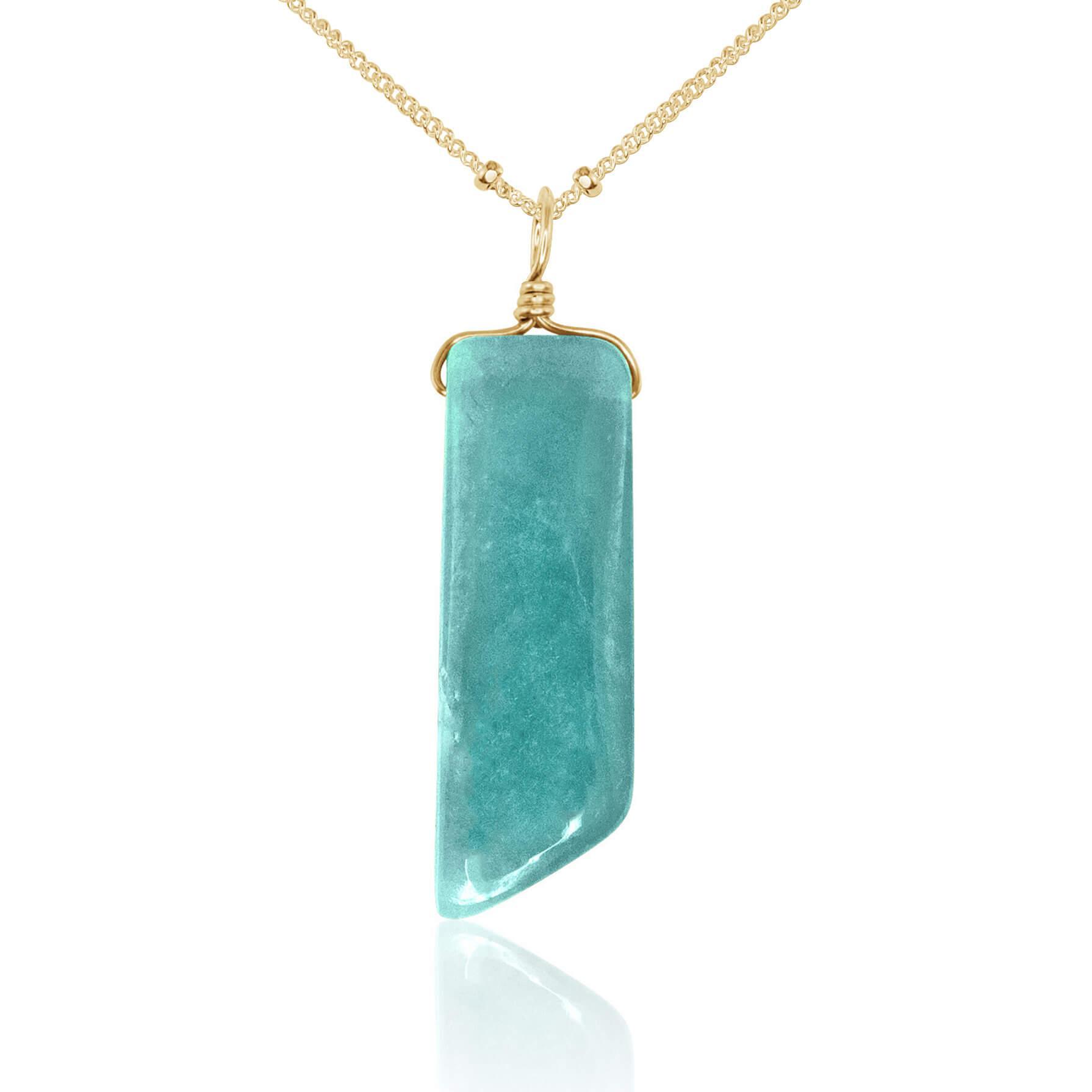 Natural Amazonite Crystal Necklace - Smooth Green Gemstone Pendant for Healing & Protection | Spiritual Jewelry for Meditation, Yoga & Energy Work