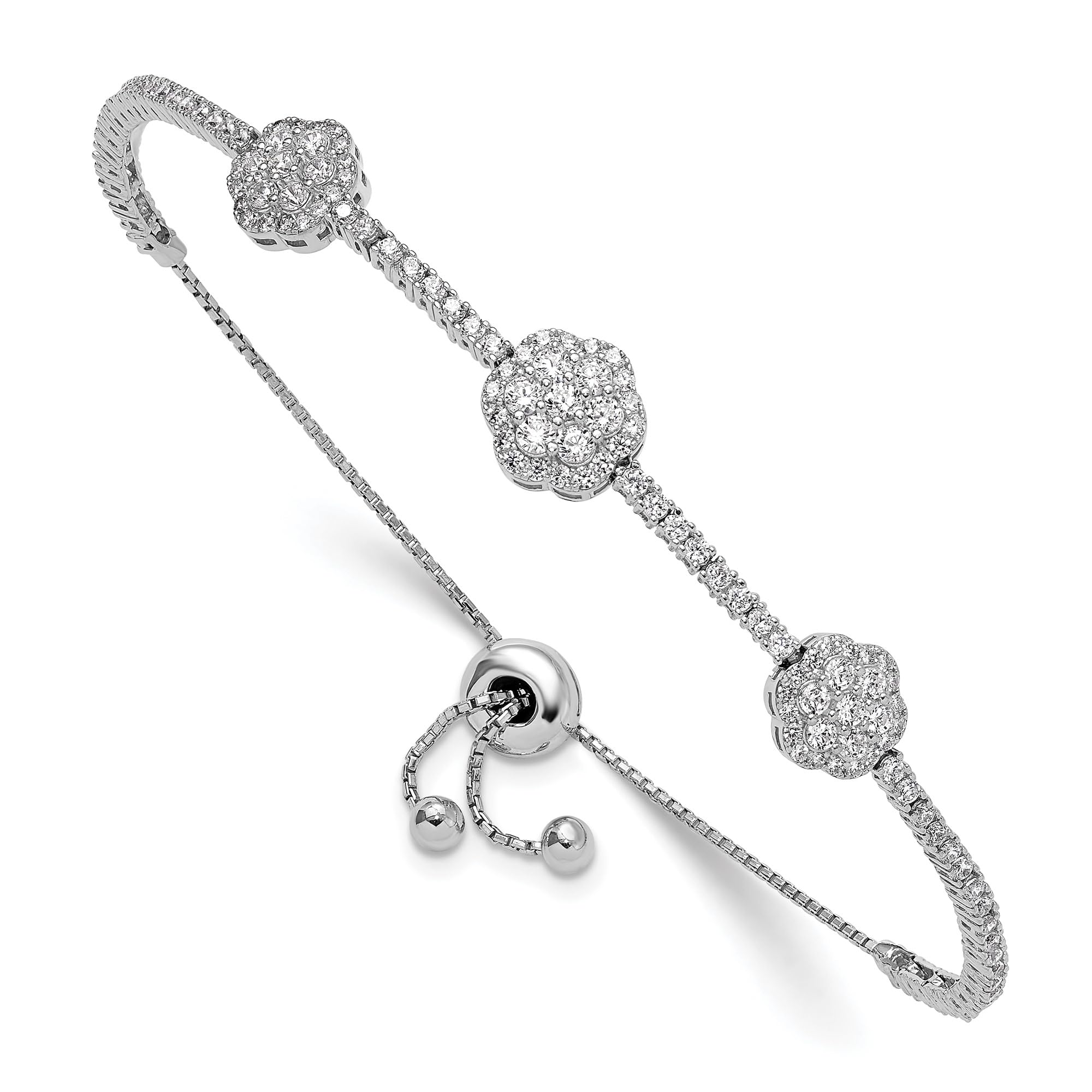 IceCarats 925 Sterling Silver Cubic Zirconia CZ Adjustable 5-9 Inch Wrap Charm Bracelet for Women - Elegant Jewelry Gift for Birthday, Anniversary & Special Occasions