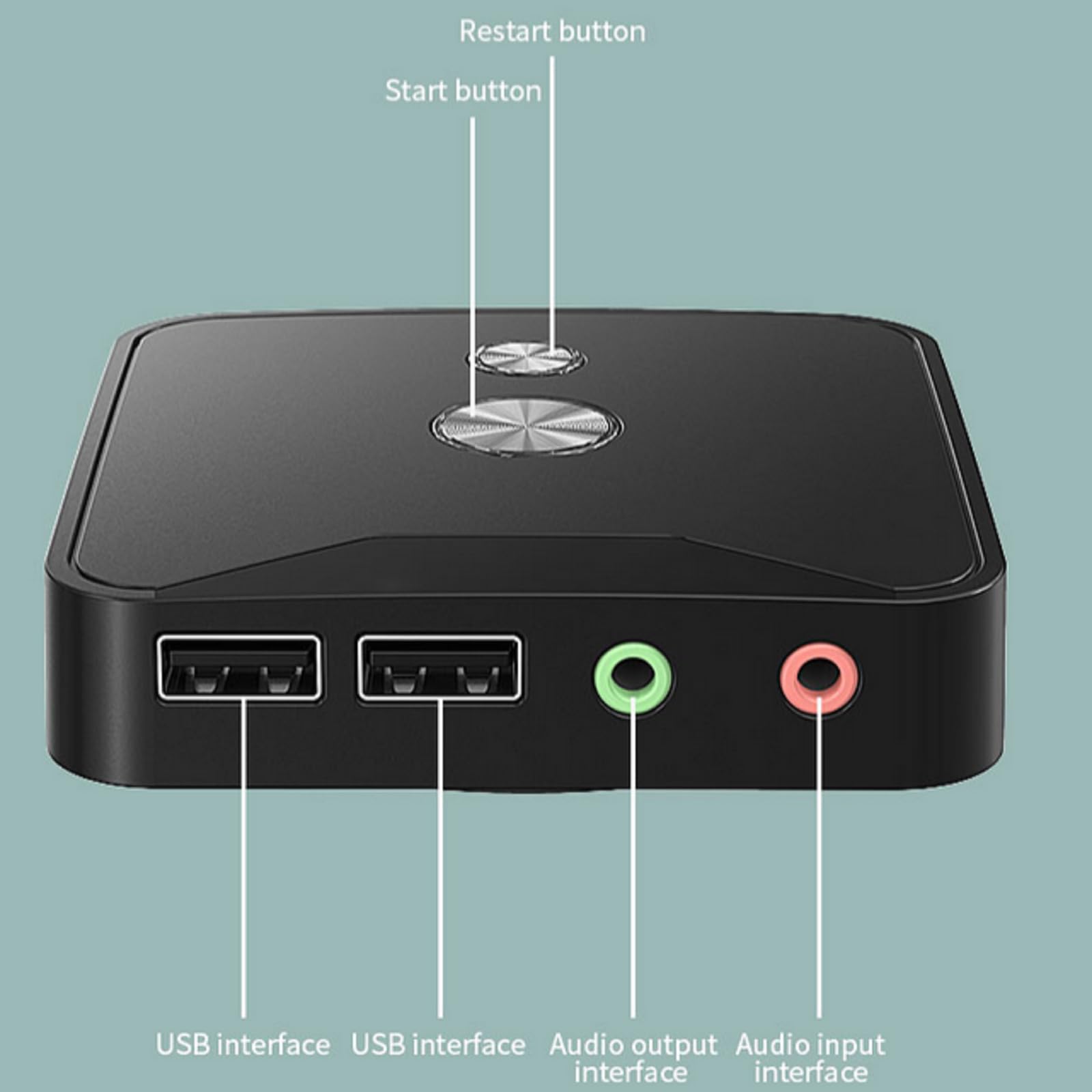 MOUDOAUER External PC Power Switch with USB & Audio Ports - ATX Desktop Computer Case Motherboard Power Button for Easy PC Control (Ideal for DIY Computer Builds, Server Racks, and Workstations)
