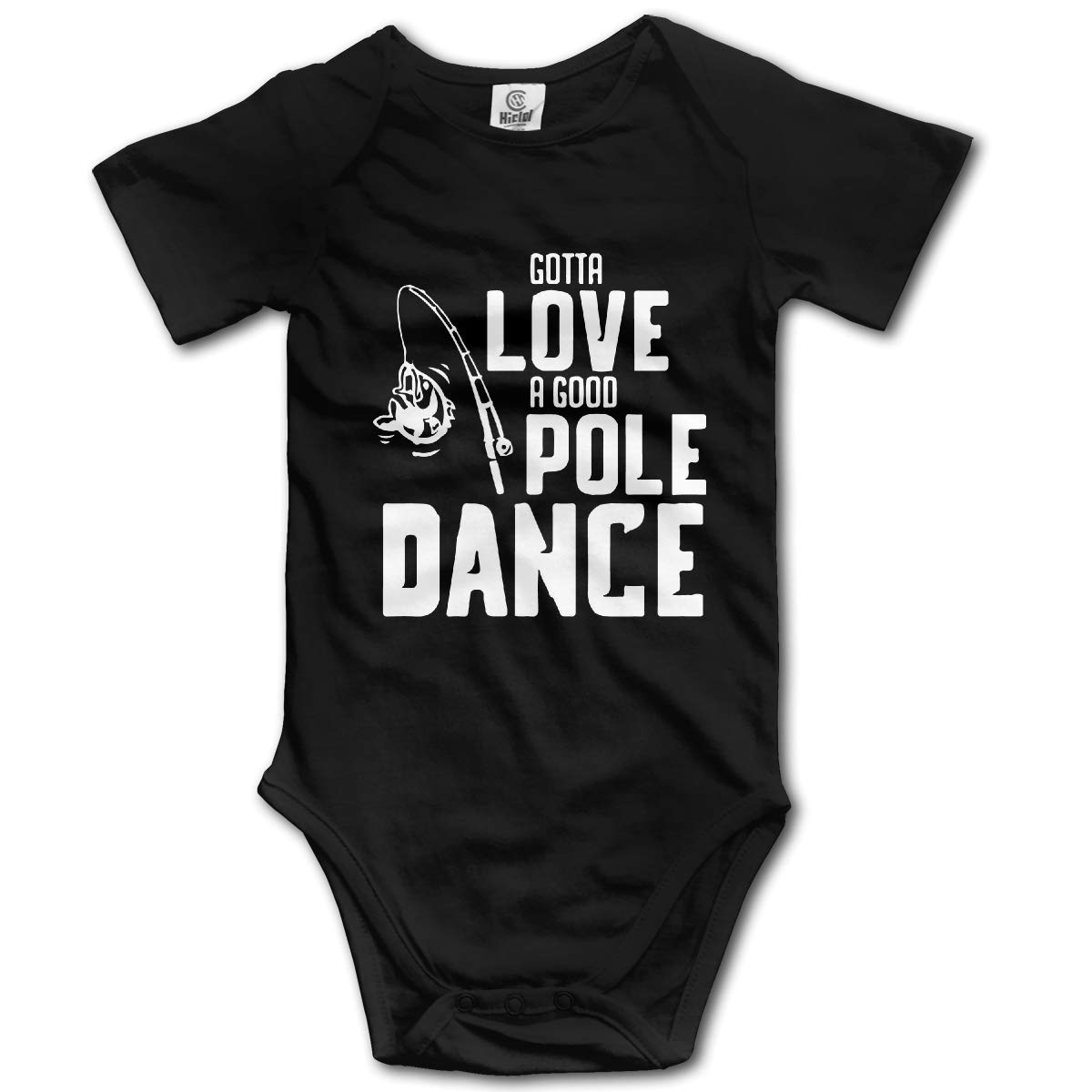 Pole Dance Fishing Baby Onesie - Short Sleeve Bodysuit for Infants (Black) | Fun Outfit for Fishing Trips & Dance Classes