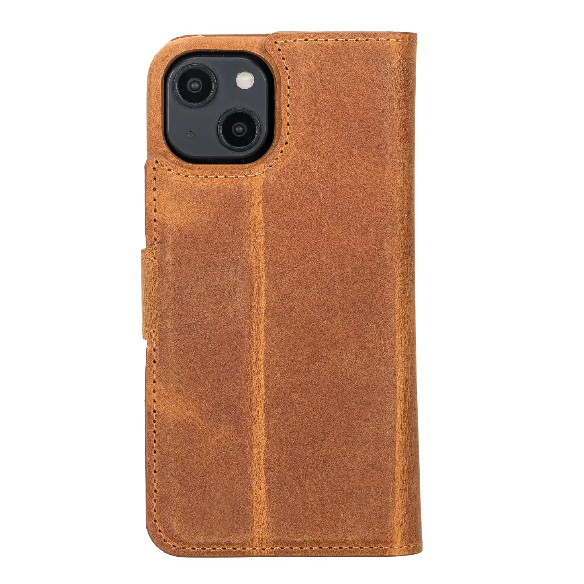 Premium Genuine Camel Brown Leather Wallet Case for iPhone 14 - Slim RFID Blocking Card Holder & Phone Cover (Perfect for Travel, Business & Everyday Use)