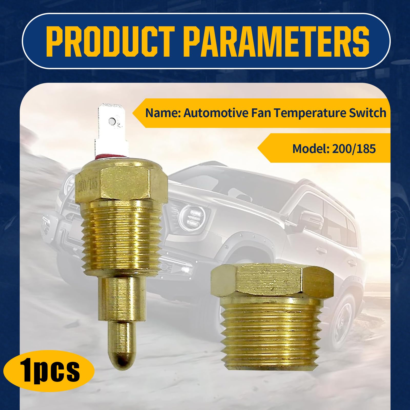 1 PC Adjustable Temperature Switch 185°F-200°F - Universal Automotive Fan Thermostat for Vehicle Cooling System Repair & Replacement - Gold (Ideal for Car, Truck, RV & Motorcycle Engine Temperature Control)