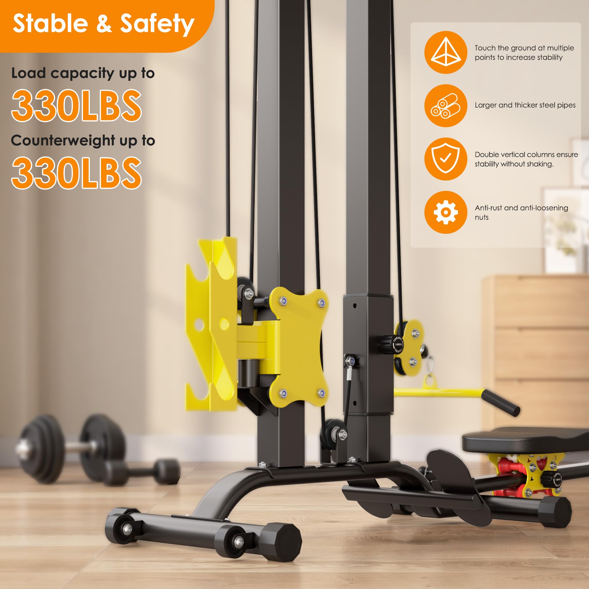 Soges Foldable LAT Pull Down and Rowing Machine - Multi-Functional Low Row Cable LAT Tower for Home Gym, Strength Training & Full Body Workout | Perfect for Small Spaces & Home Fitness Enthusiasts