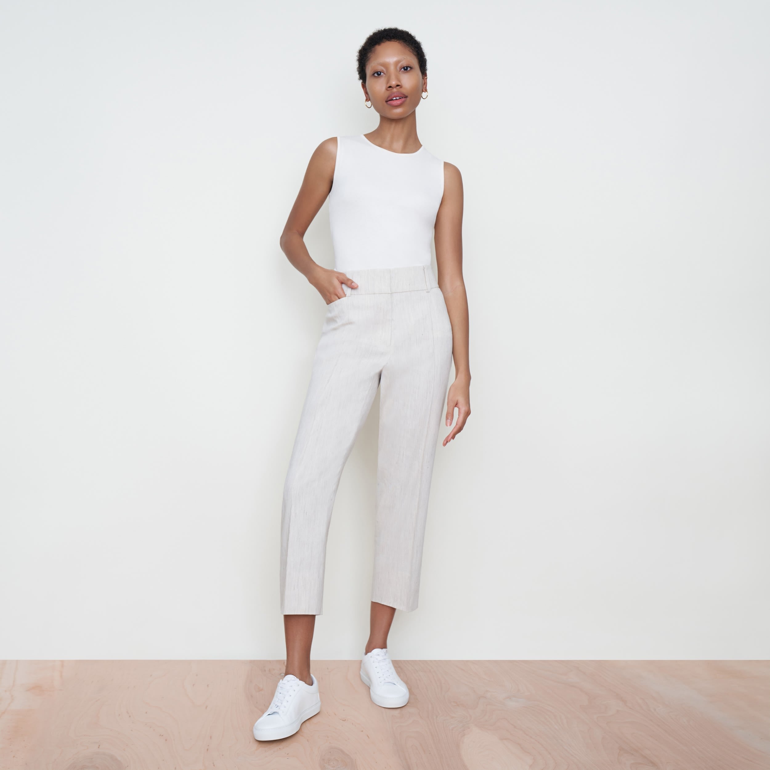 Chester Pant - Slubbed Stretch Linen Pants for Women | Natural Color | Comfortable Casual Wear for Office & Weekend Outings