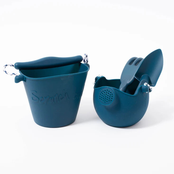 Premium Scrunch Watering Can - French Navy Blue - Perfect for Indoor Plants, Garden Flowers & Small Balcony Gardens