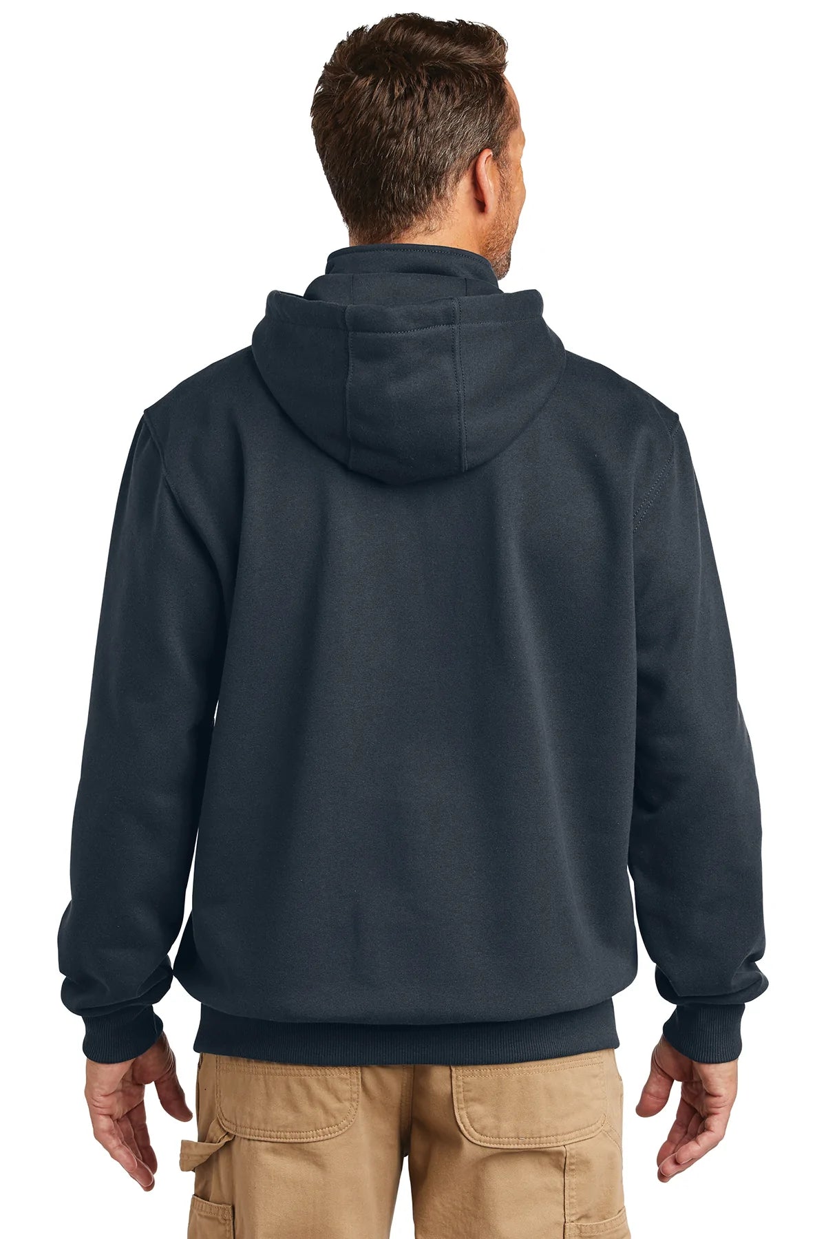 Carhartt Rain Defender Paxton Zip-Up Hooded Sweatshirt for Men - Water-Resistant Fleece Pullover, New Navy - Ideal for Outdoor Work, Hiking & Casual Wear