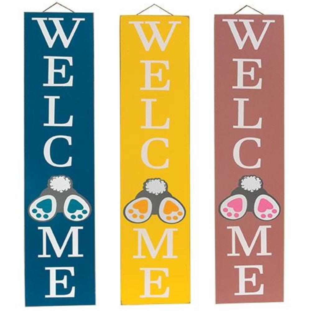 Bunny Bum Welcome Sign - 3 Assorted Designs for Home Decor, Nursery & Baby Shower - Perfect for Easter, Spring & Nursery Room Decorations