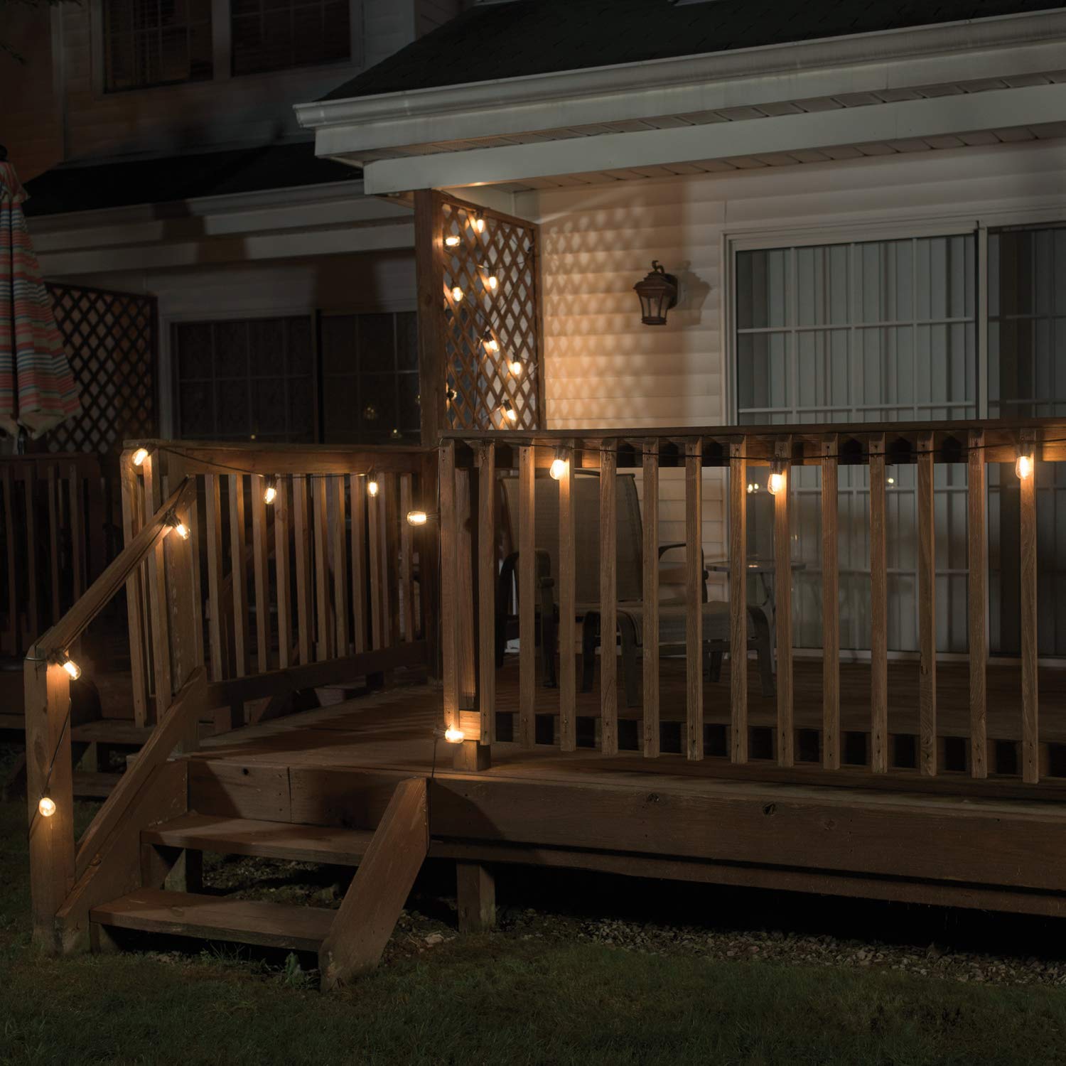 Beams S14 Solar LED String Lights - 27ft Weatherproof Outdoor Lights for Patio, Garden, Backyard & Deck - Black (Ideal for Parties, Weddings & Landscape Lighting)