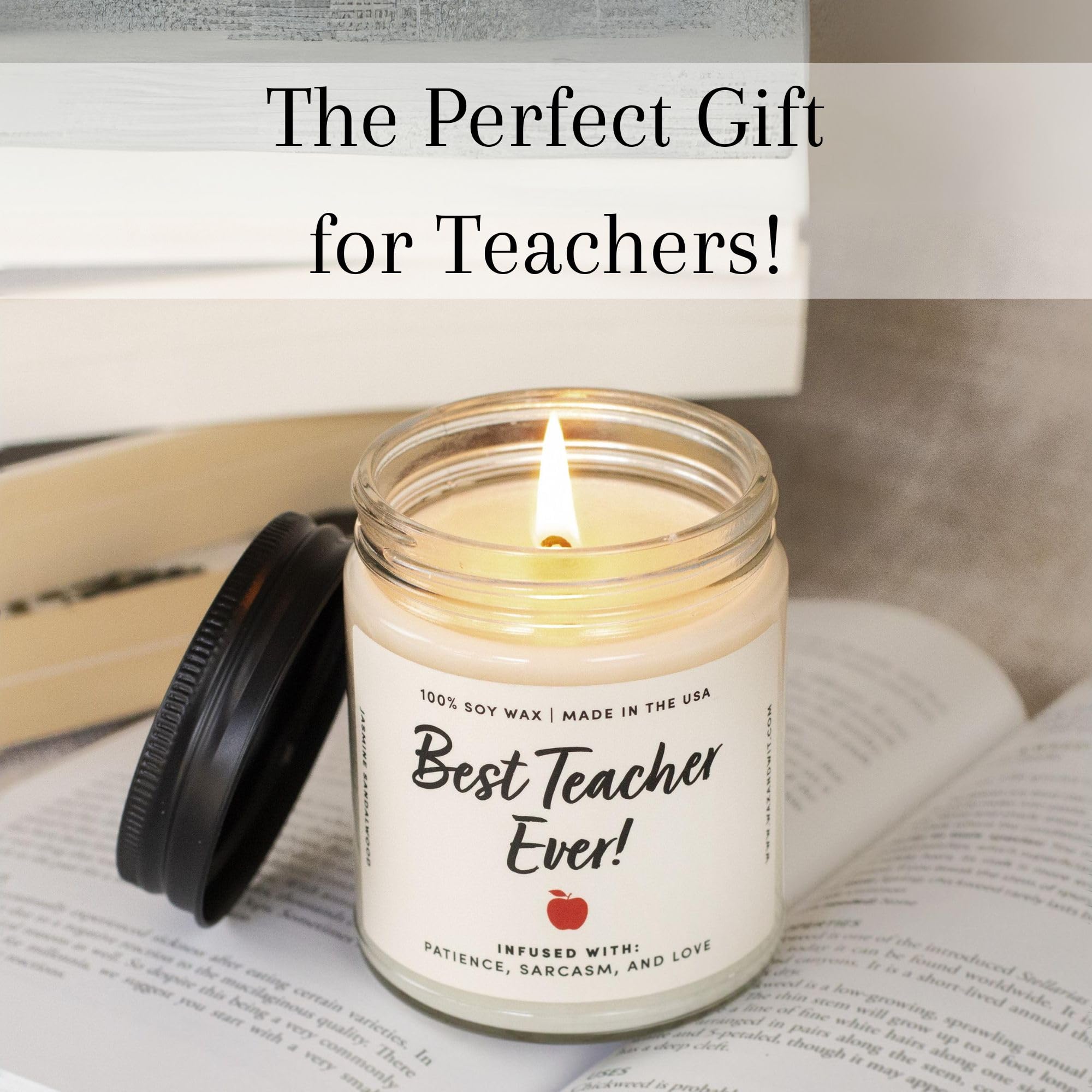 Premium Jasmine Sandalwood Soy Wax Candle - 9oz, 50-Hour Burn Time, Teacher Appreciation Gift for Women - Infused with Patience, Sarcasm & Love | Perfect for Classrooms, Teacher's Lounge, Relaxation & Aromatherapy