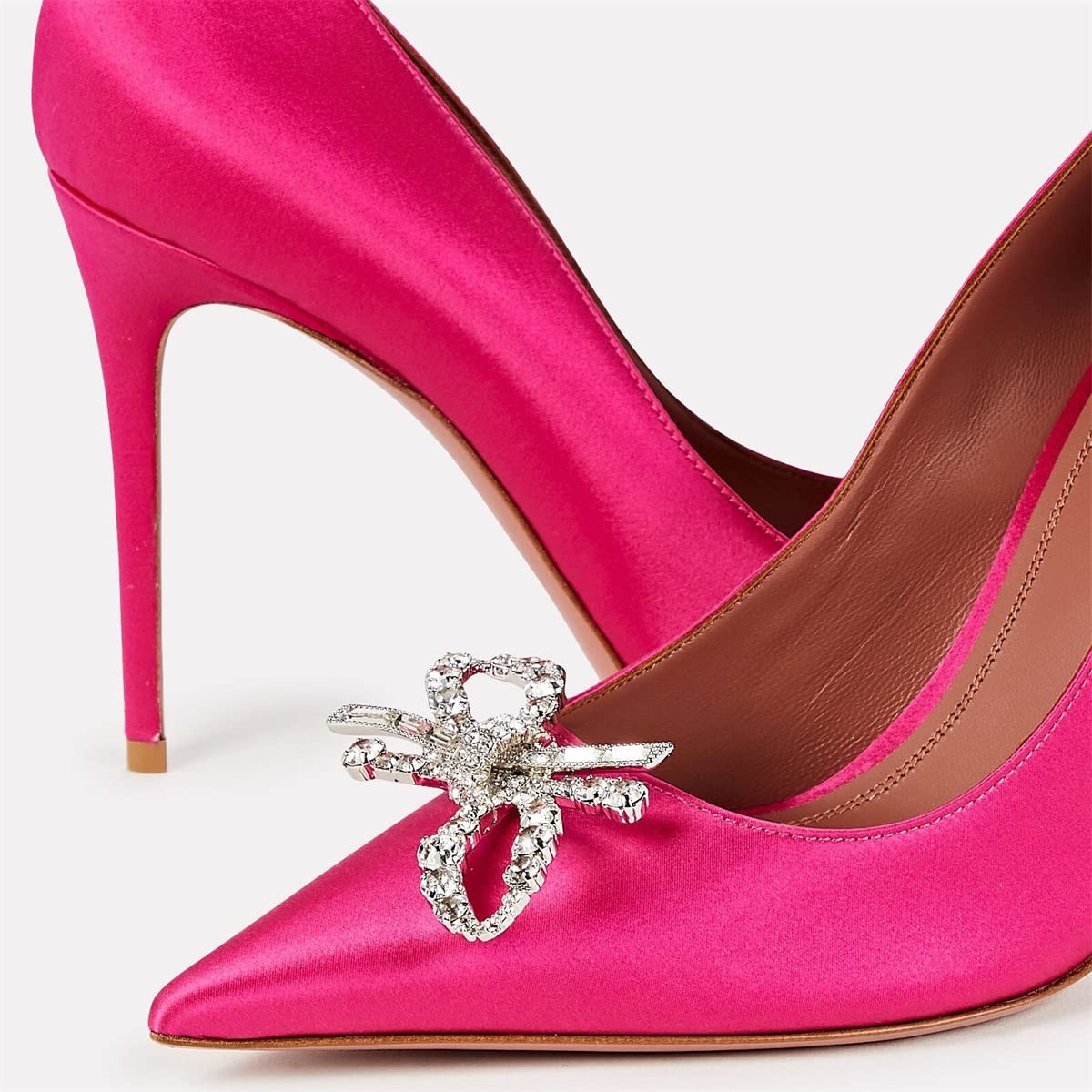 Keleimusi Women's Satin Pumps with Crystal Brooch - 3.75 Inch Dress Heels for Weddings, Parties & Formal Events | Elegant High Heels for Evening Wear & Special Occasions