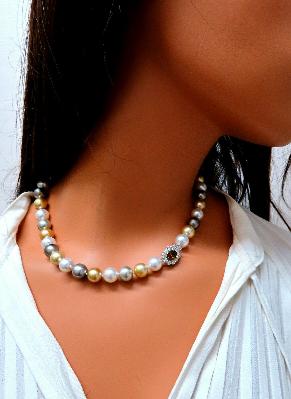 GIA Certified Natural Multicolor Tahitian Saltwater Pearl Necklace - 11.7mm 14K Gold - Perfect for Weddings, Anniversaries & Special Occasions
