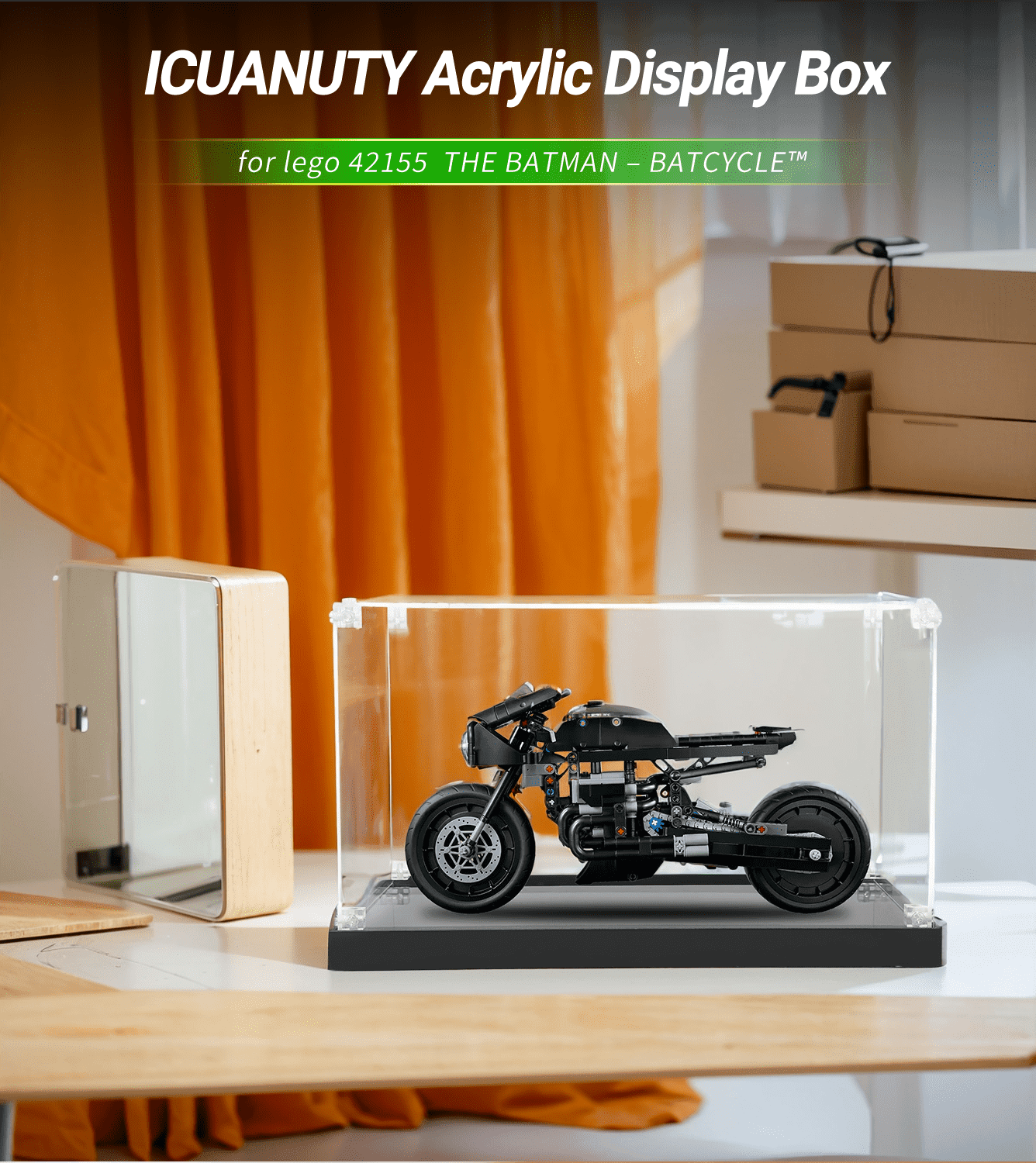 LEGO Technic The Batman Batcycle 42155 Display Case - Premium Acrylic Showcase for Collectible Model - Perfect for Home Decor, Office Display & Gift for LEGO Fans