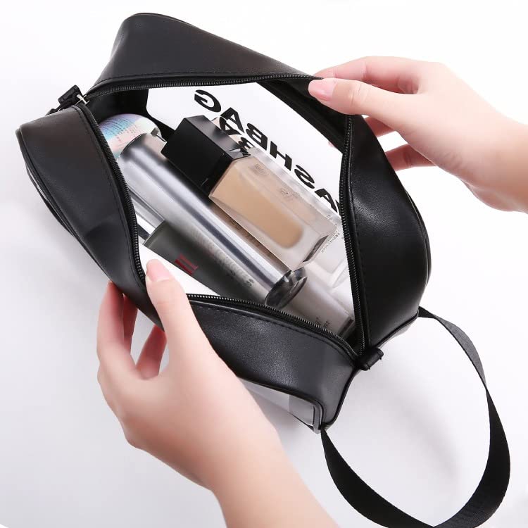 Amso Black Medium Multipurpose Cosmetic Organizer Bag for Women & Girls - Travel Makeup Pouch for Toiletries, Cosmetics & Skincare Essentials - Perfect for Vacation, Gym & Daily Use