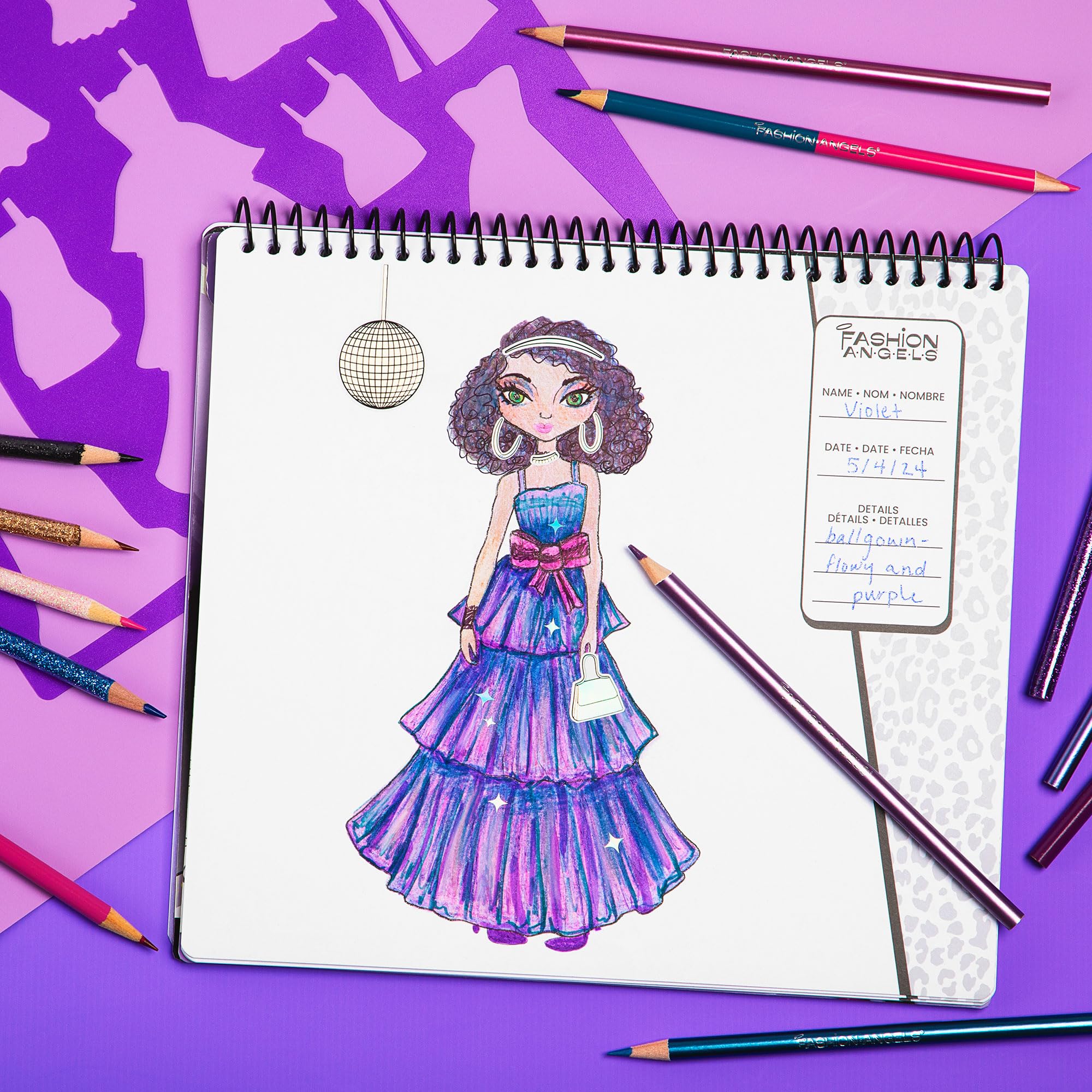 Fashion Angels Glam Fashion Sketch Set - Sketch Pad with Stencils & Stickers, Fashion Design Sketch Book for Girls & Kids, Perfect Drawing Kit for Aspiring Designers | Creative Gift for Birthday, Art Class & DIY Projects