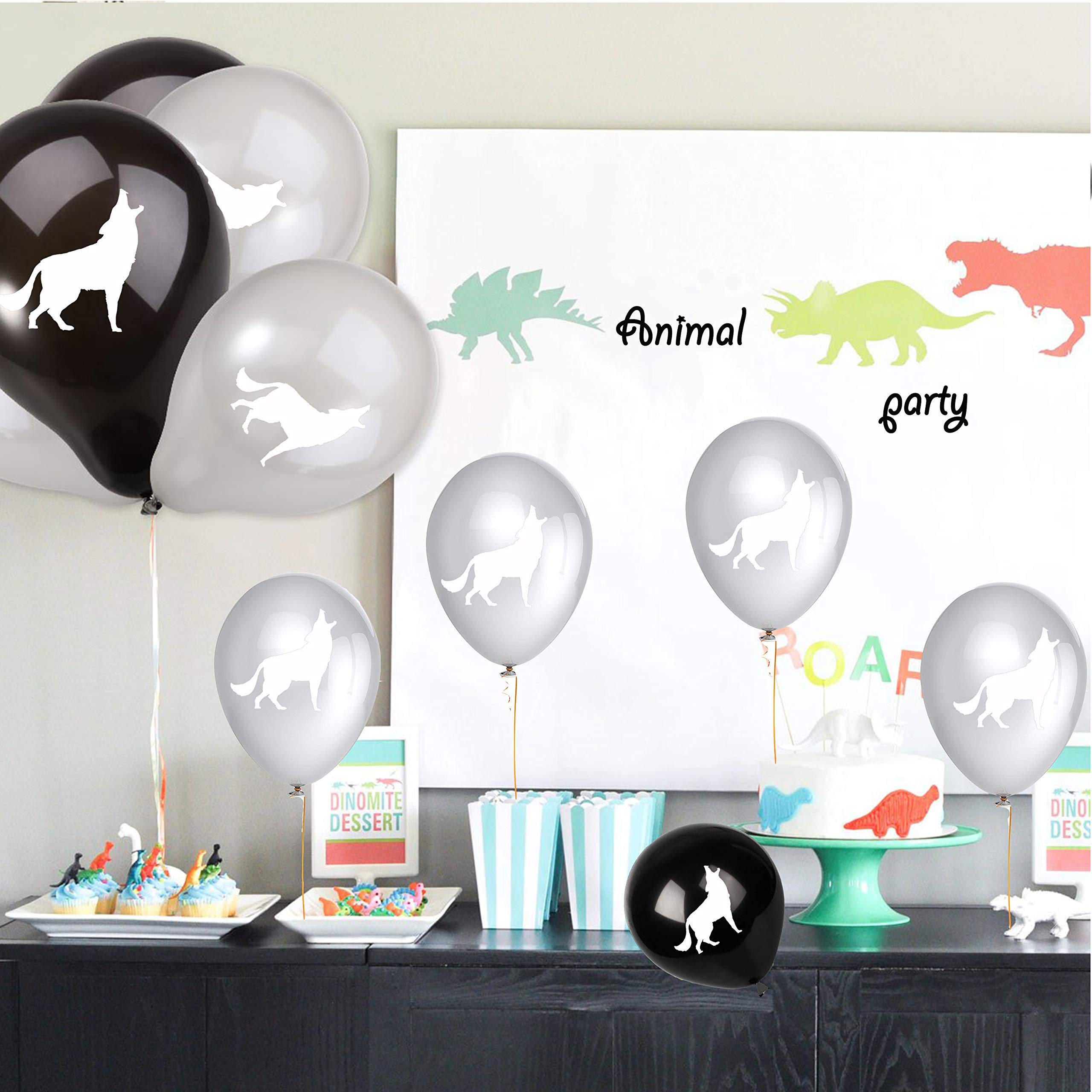 24PCS Wolf Latex Balloons - 12 Inch Wild Animal Theme Party Decorations for Kids Birthday, Baby Shower & Festival Celebrations - Perfect for Jungle Safari, Zoo Themed Parties and Outdoor Events