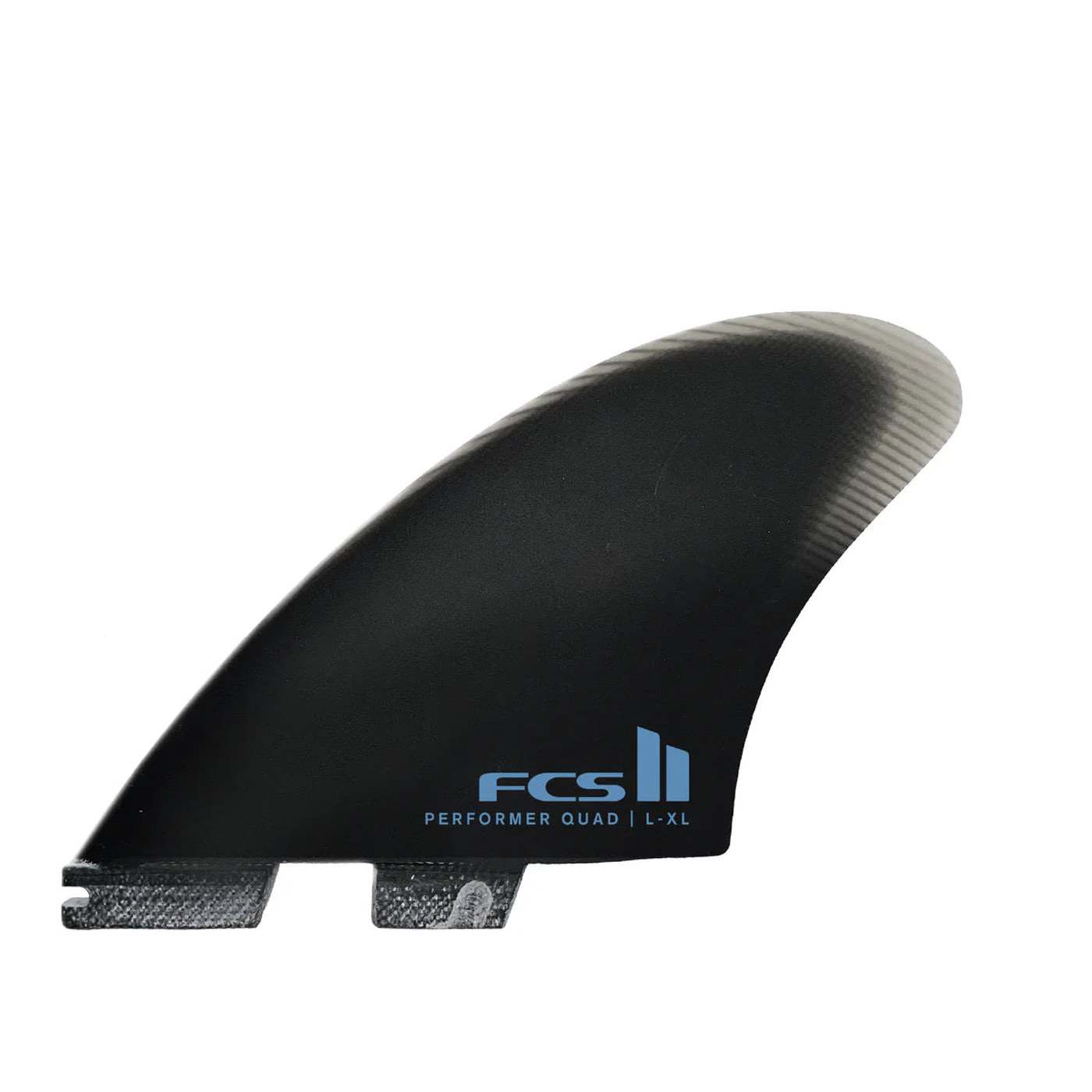 FCS II QUAD Performer Split Keel PG Black Surfboard Fins - Large & X-Large Size for High-Performance Surfing in Big Waves